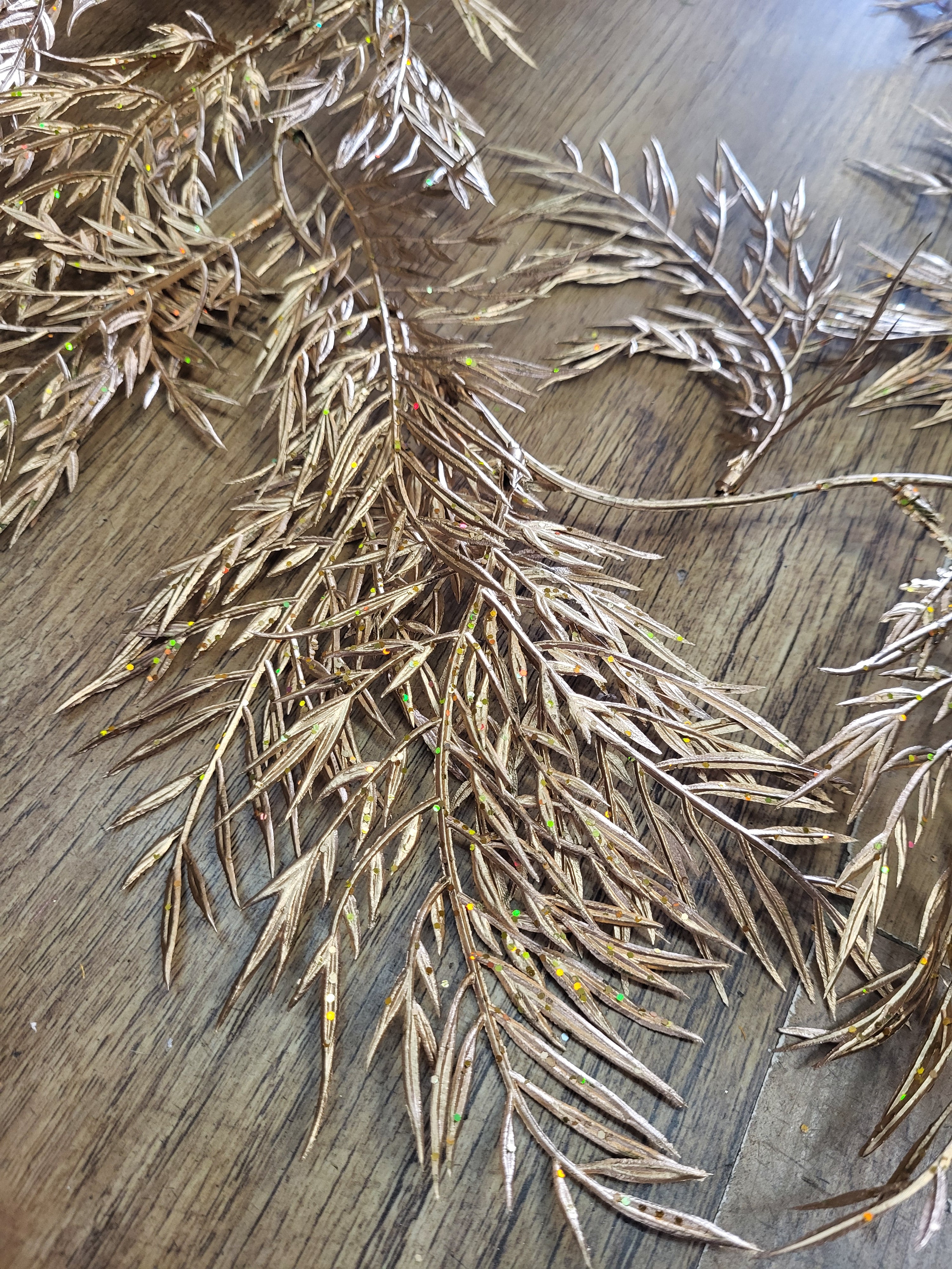 6ft slightly glittered metallic gold fern garland image 2