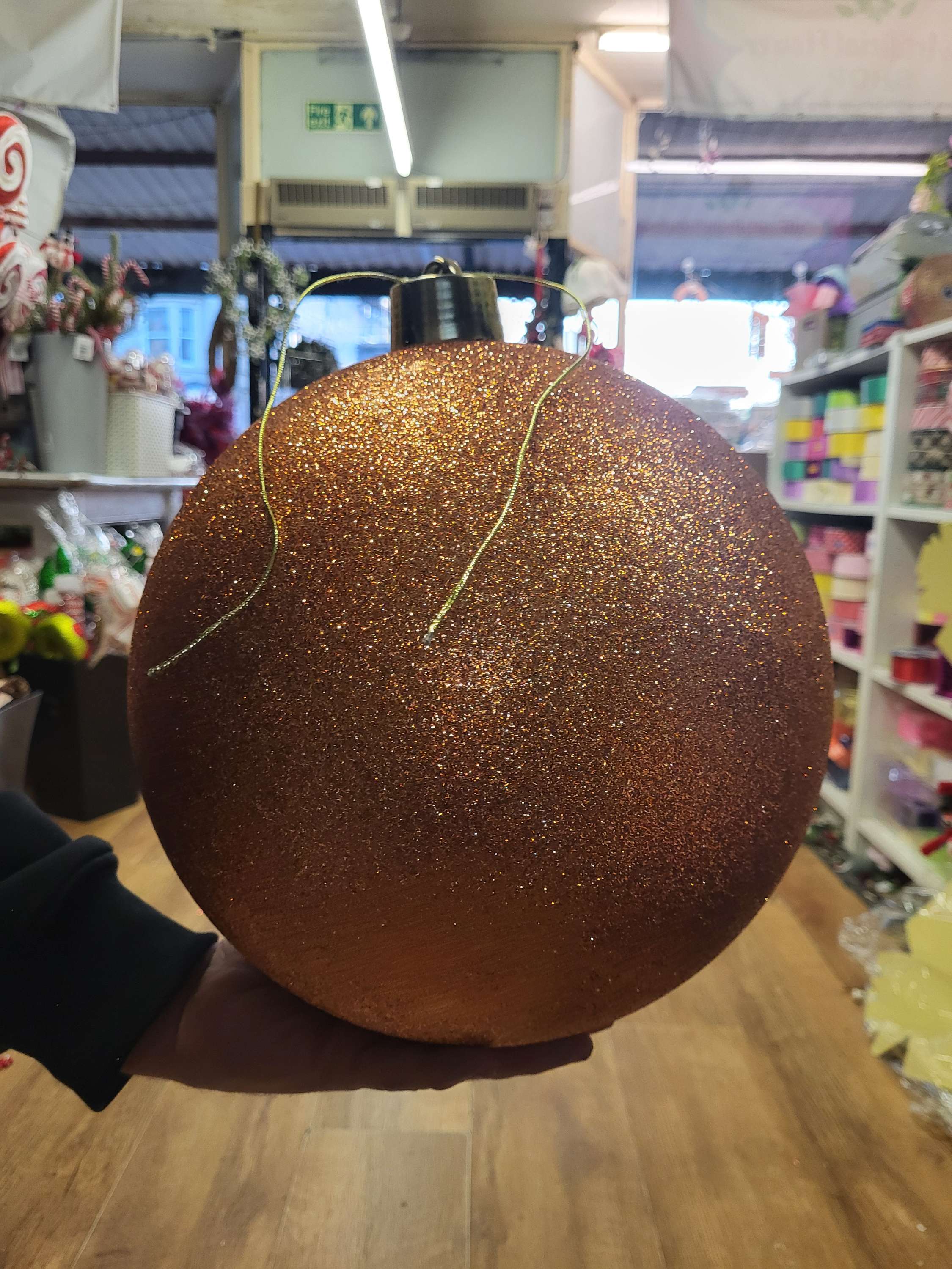Giant 30cm copper sparkly bauble image 1