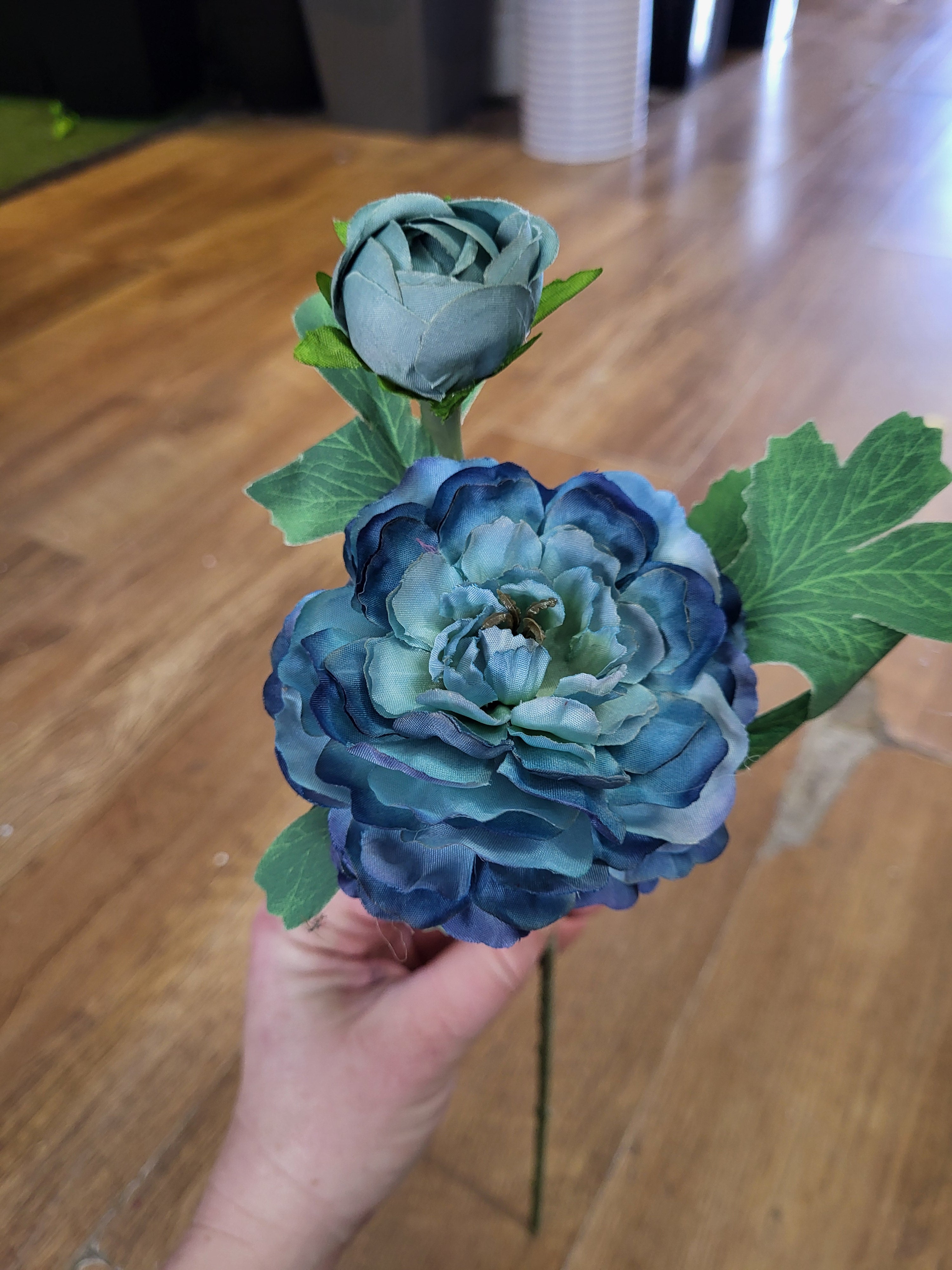 Dried inspired multi tonal blue ranunculus spray image 0