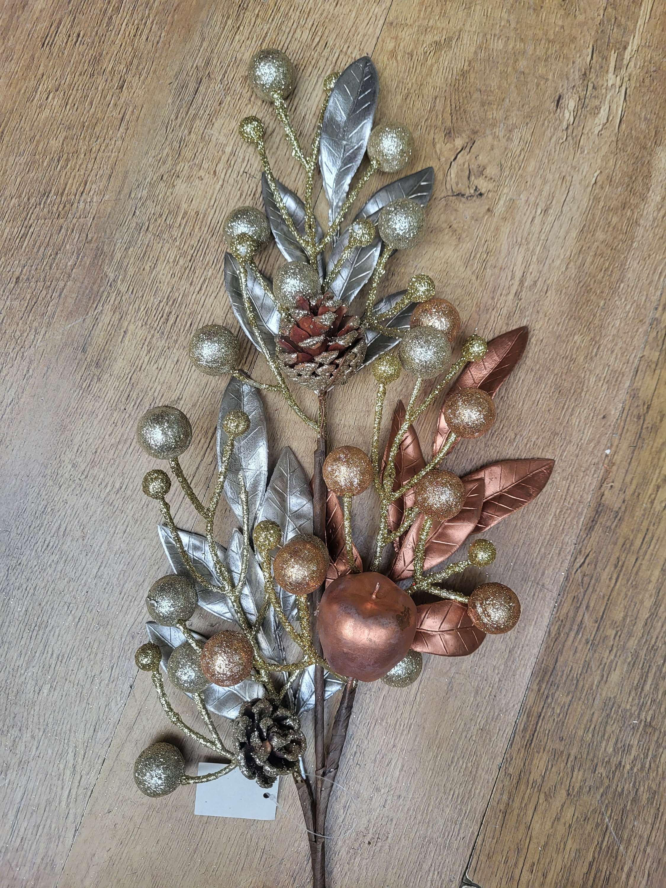 75cm long stem champagne/copper apple and pinecone stem image 3