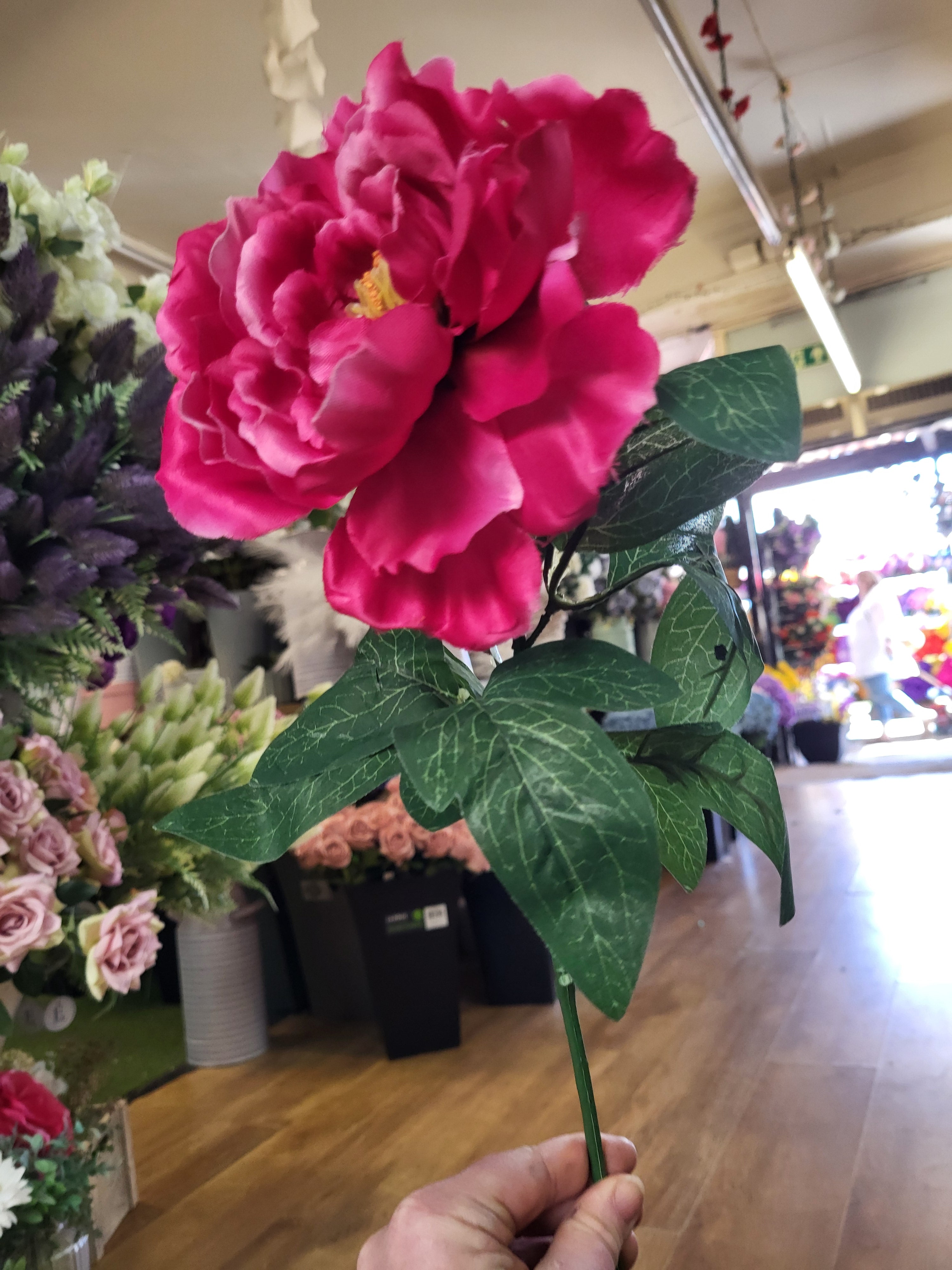 Bundle of 10 long stem deep pink large head frilly peonies image 7