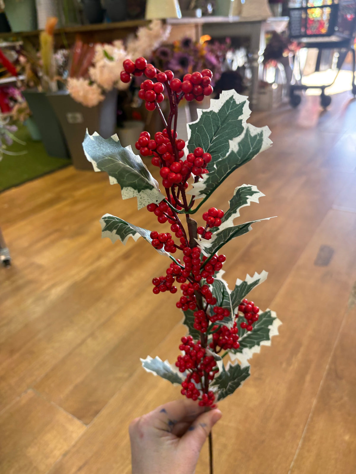 Long stem holly spray