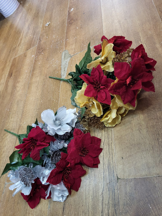 Red poinsettia and metallic poppy bunch - w colours available  image 0
