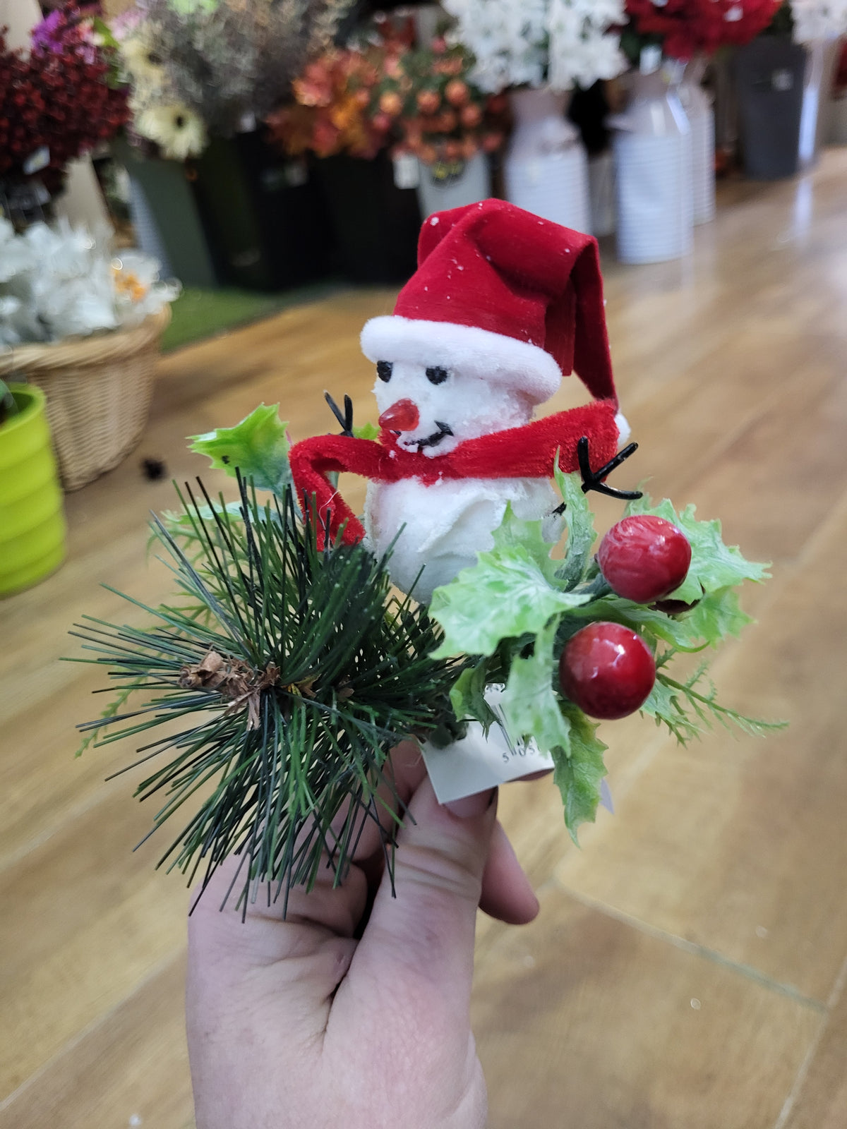 Snowman in a santa hat pick image 3