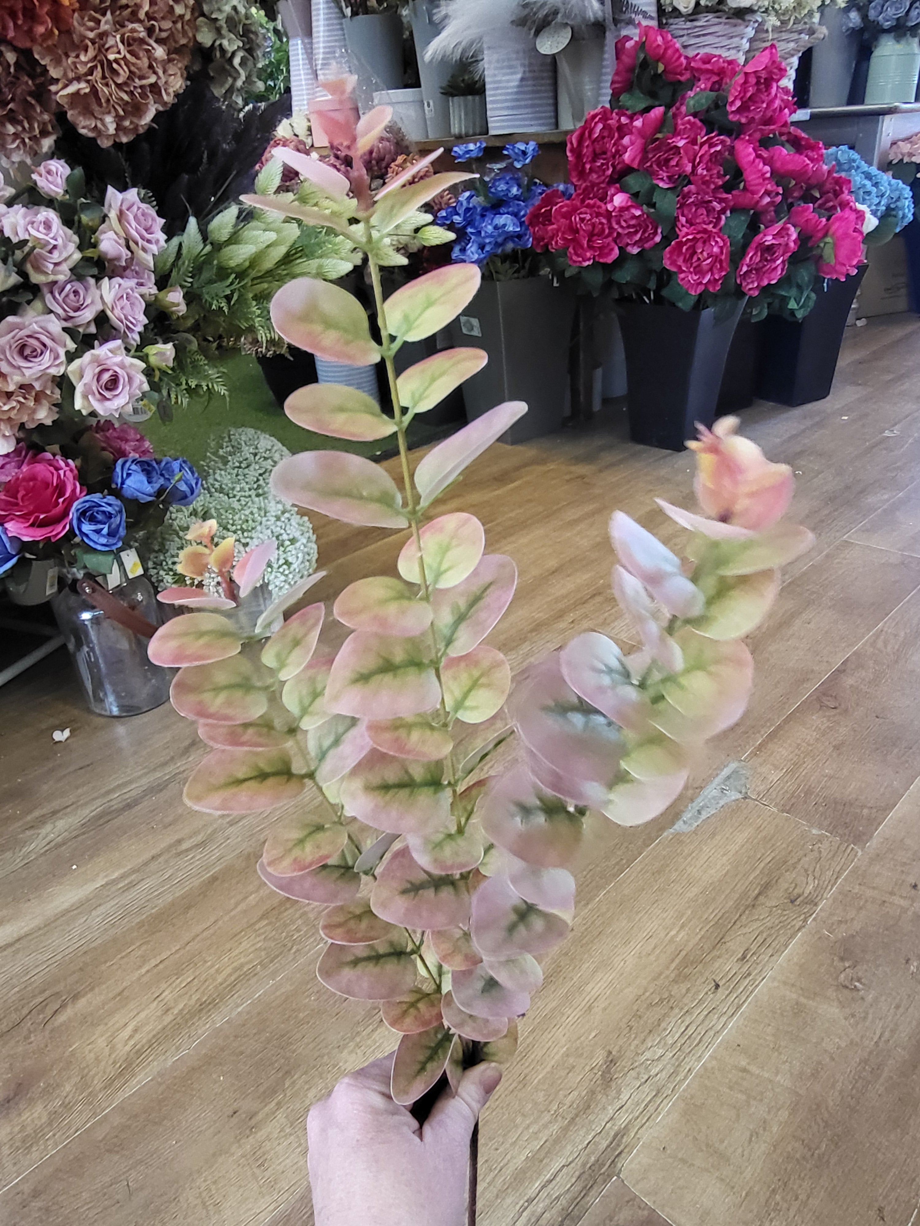 Long stem dark pink and green eucalyptus spray image 4