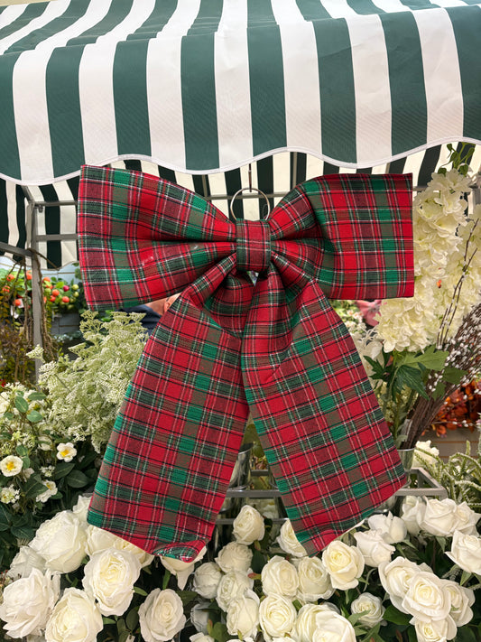 Giant 62cm Tartan Glittered Christmas Bow