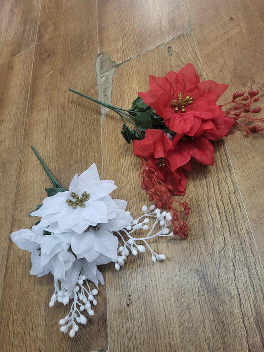 Poinsettia and berry bunch  - 2 colours available image 0