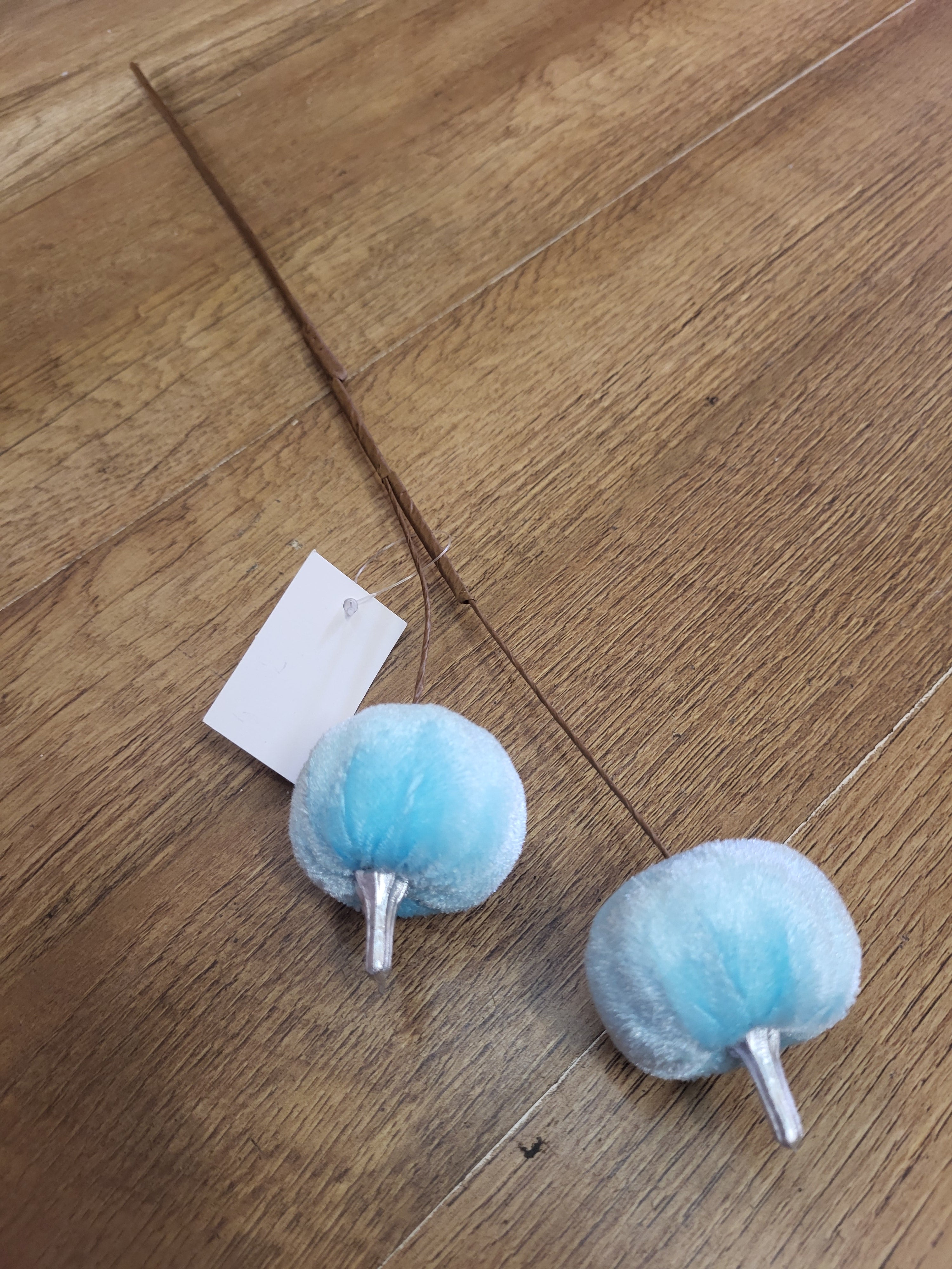 Medium length pale blue velvet pumpkin stem  image 2