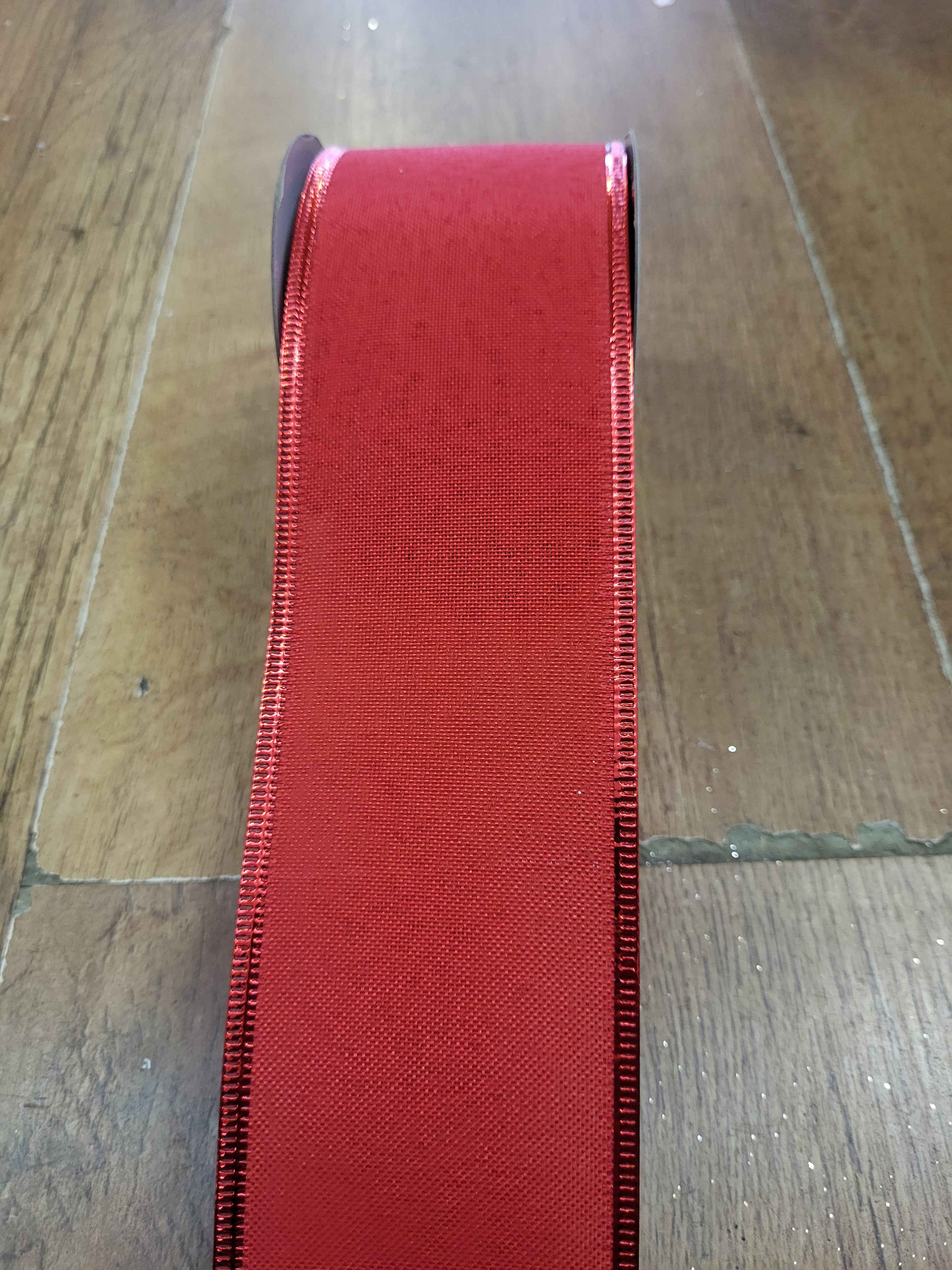 2.7m approx. roll of red burlap wired ribbon image 0