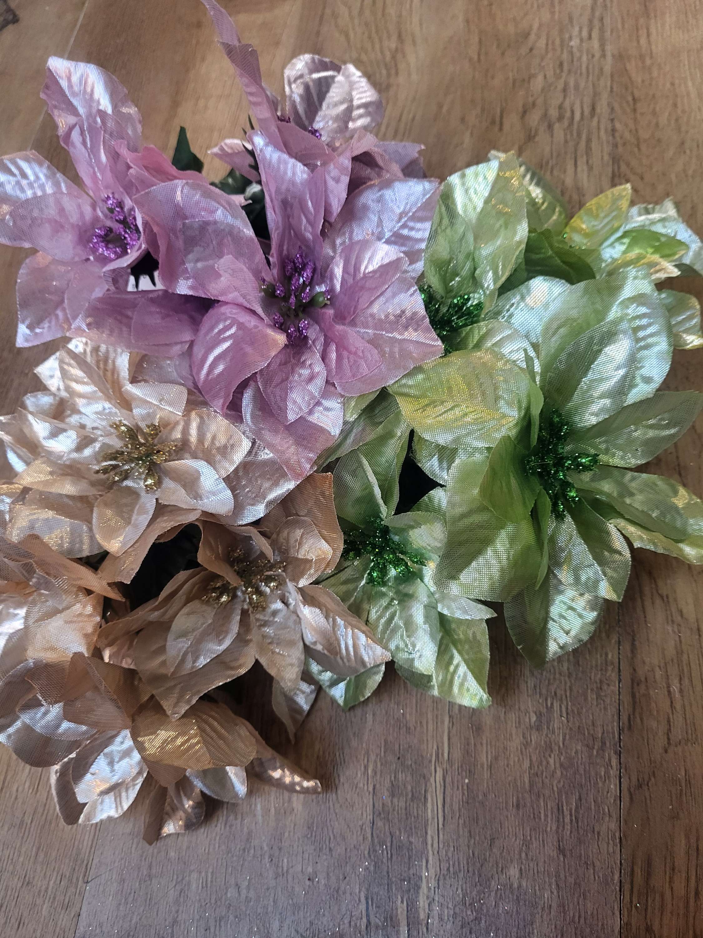Metallic poinsettia bunch - 3 colours available image 1
