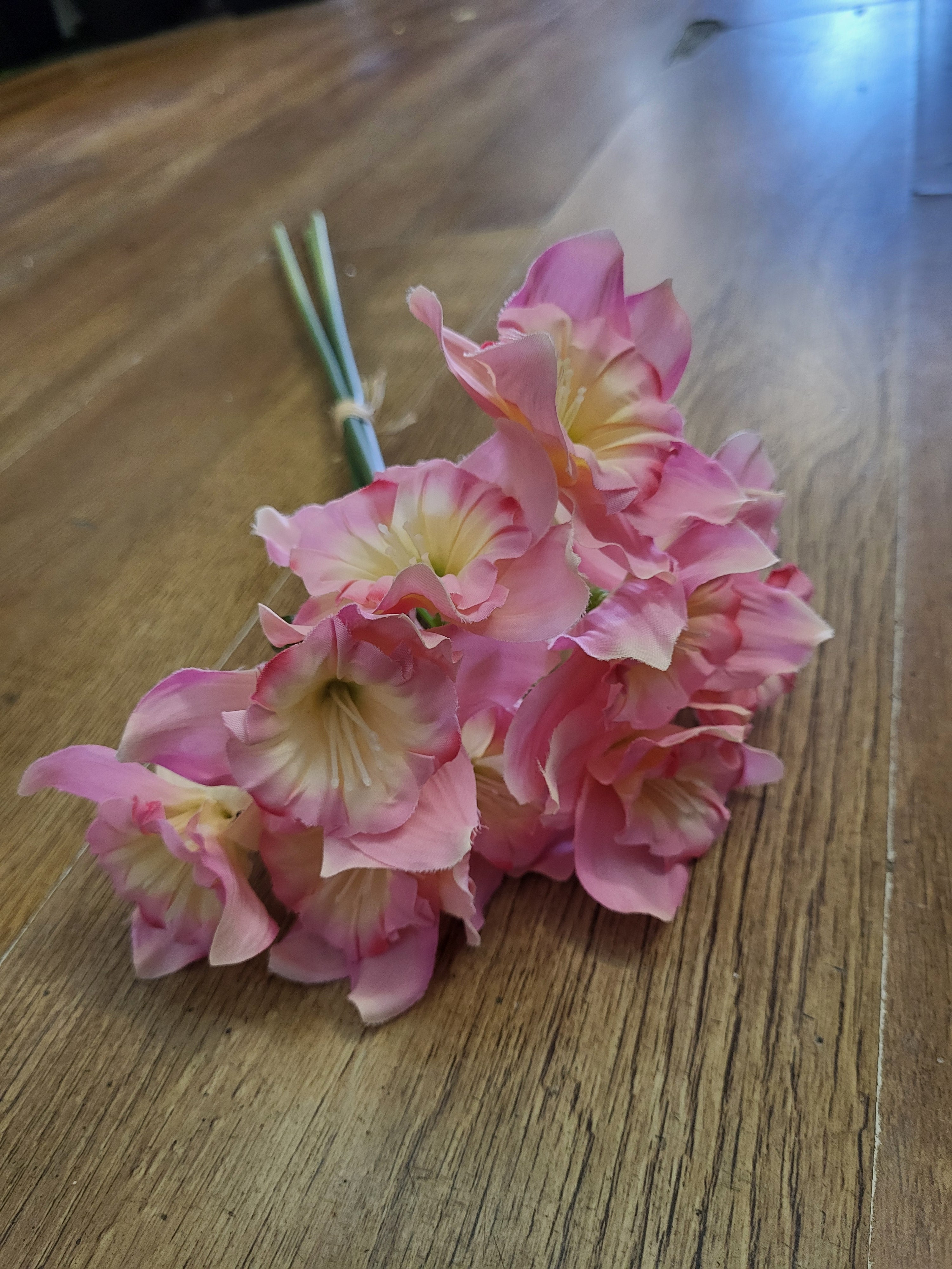 Hand tied long stem pink daffodils  image 2