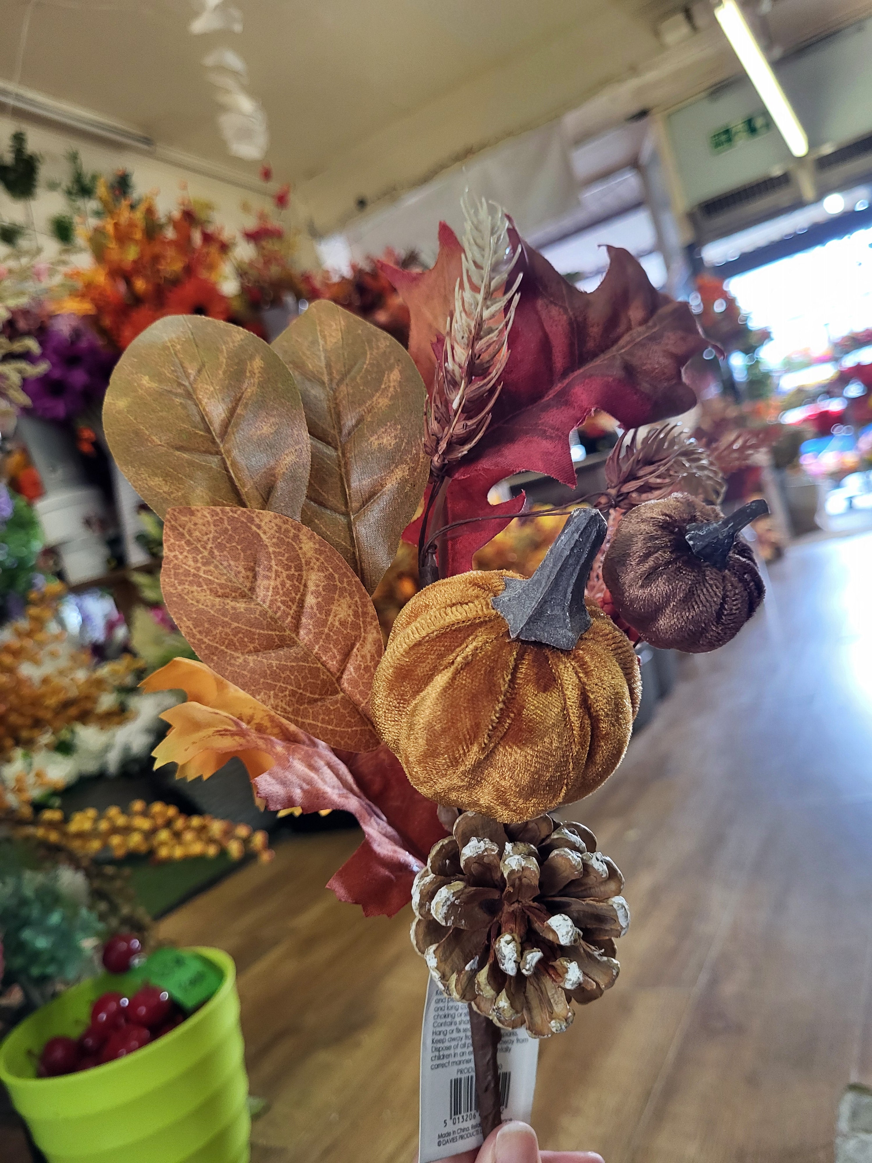 48cm luxury velvet pumpkin spray image 0