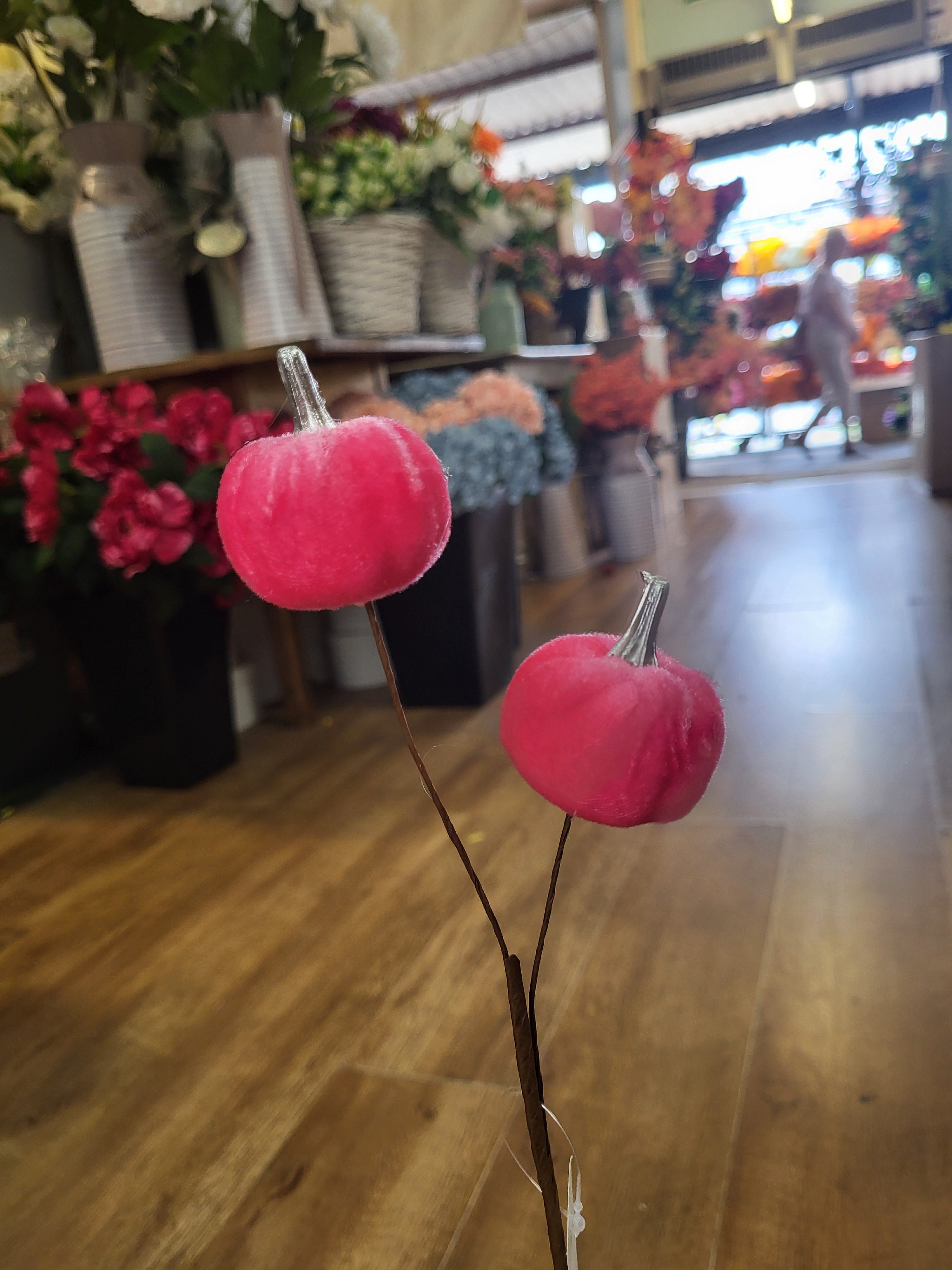 Medium length pink velvet pumpkin stem  image 0