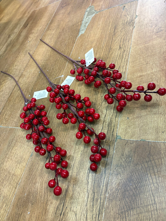 Bundle of 3 red berry stems