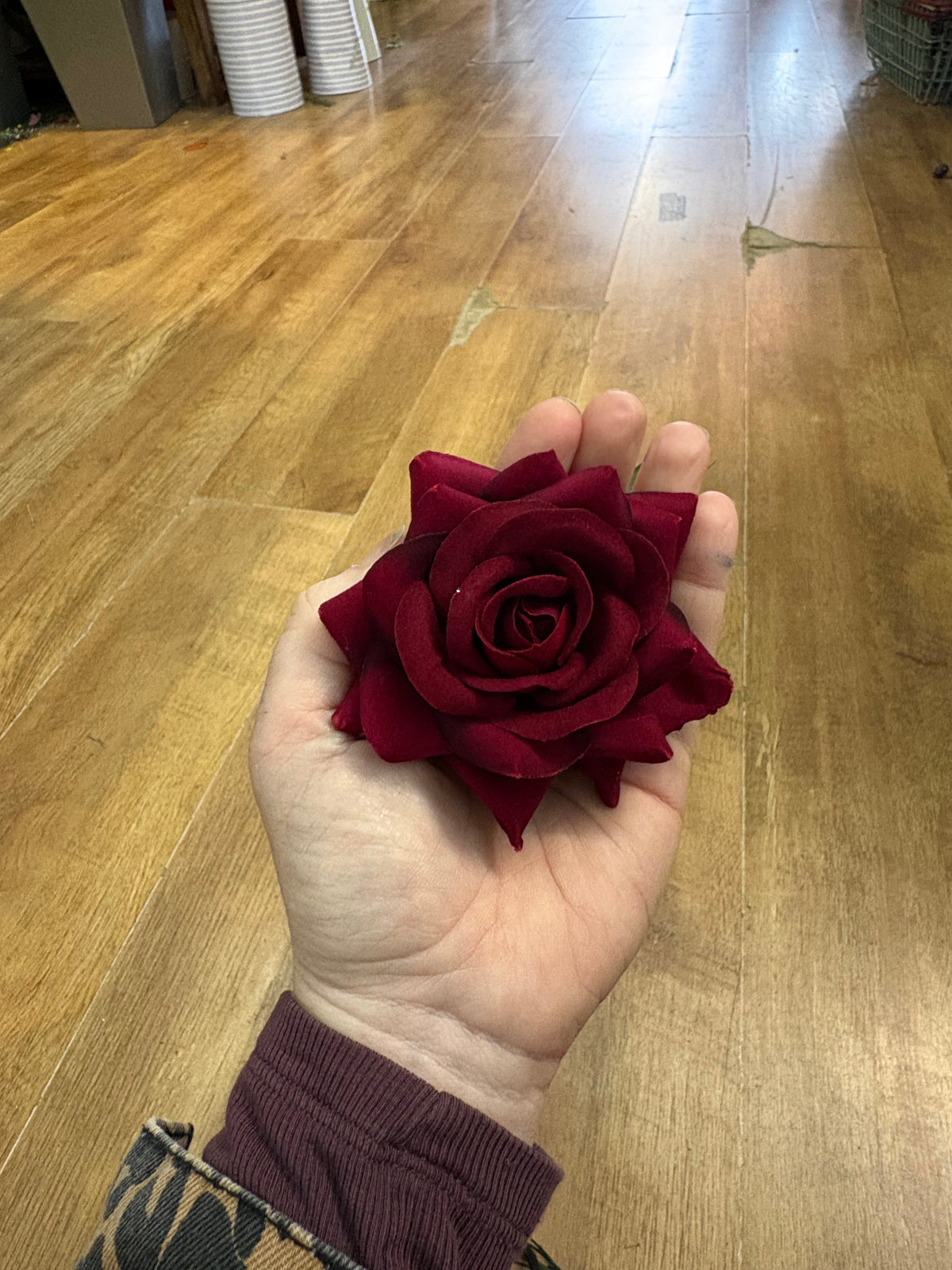 Dark red velvet single rose