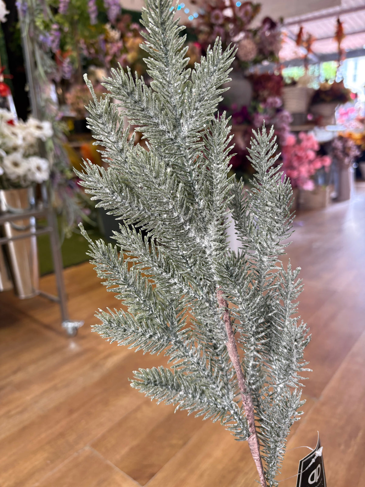 Long stem frosted winter greenery
