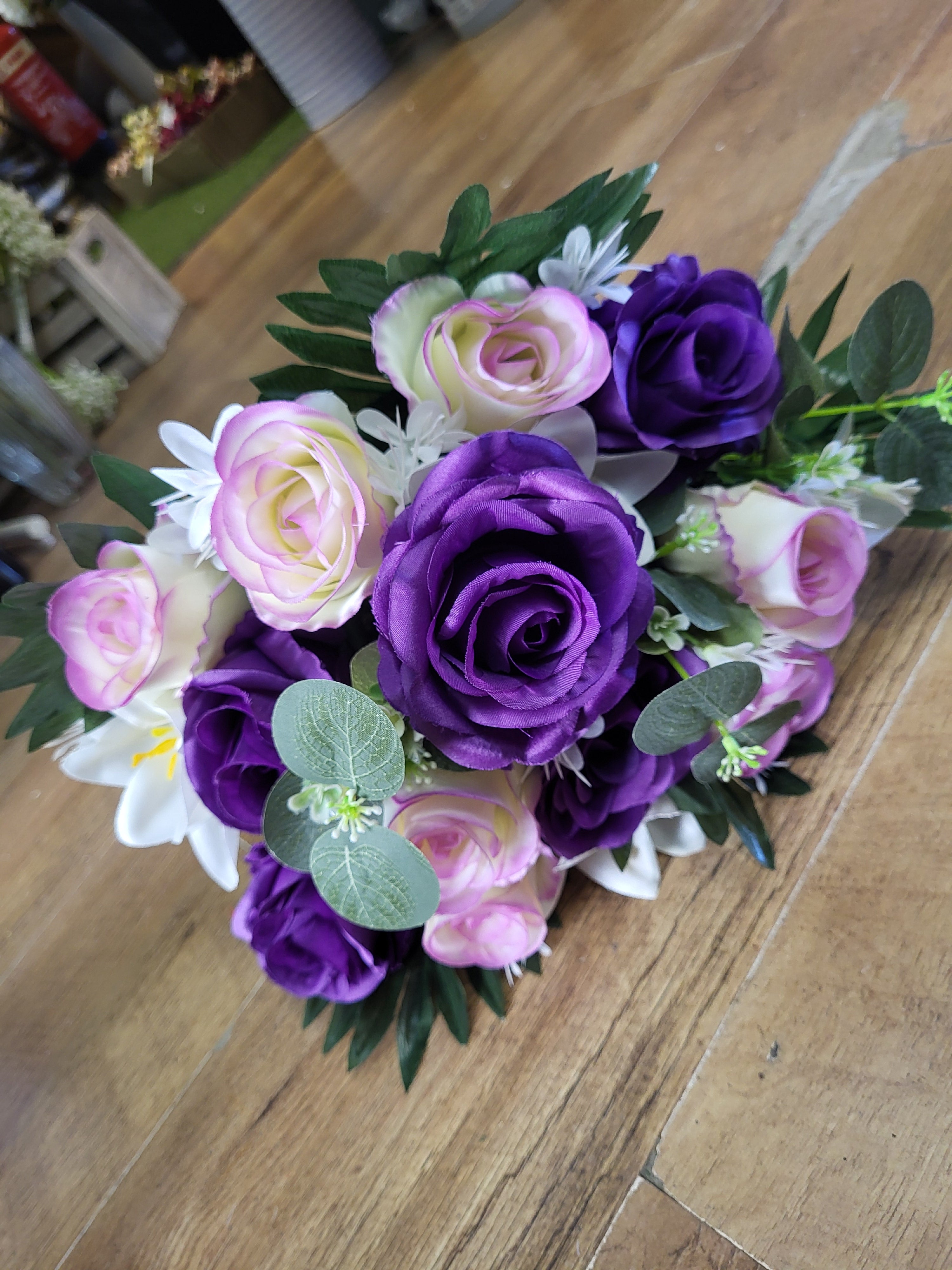 Rose/lily/eucalyptus bouquet - 2 colours available image 13