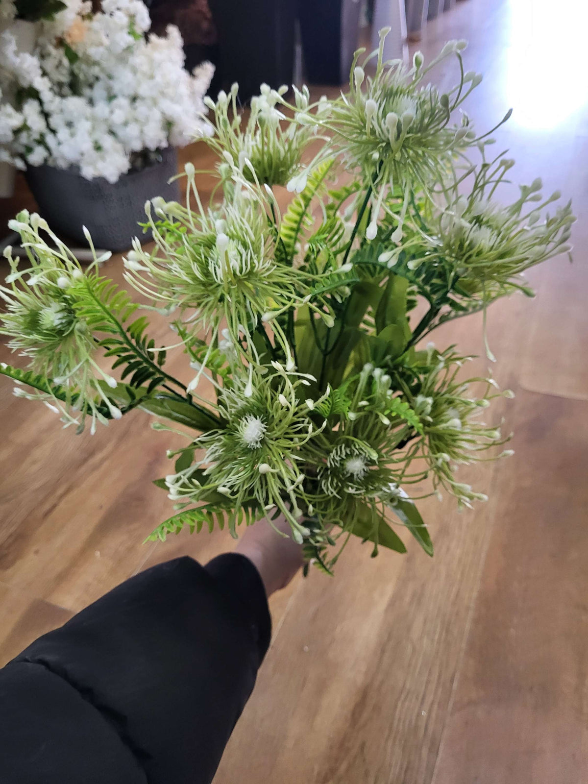 Large 12 headed green/white protea bunch image 4
