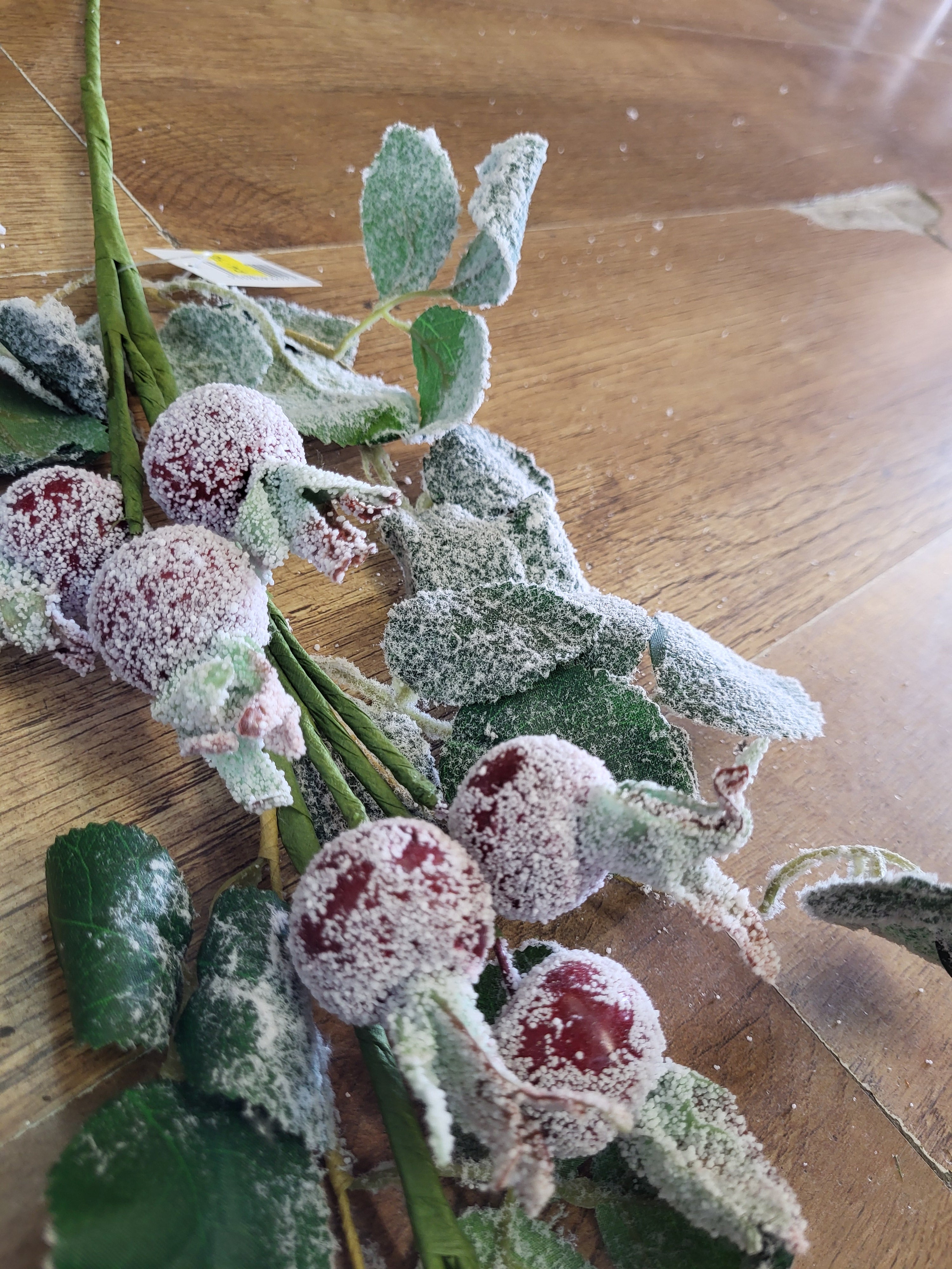 58cm Tall frosted winter Rosehip spray image 5