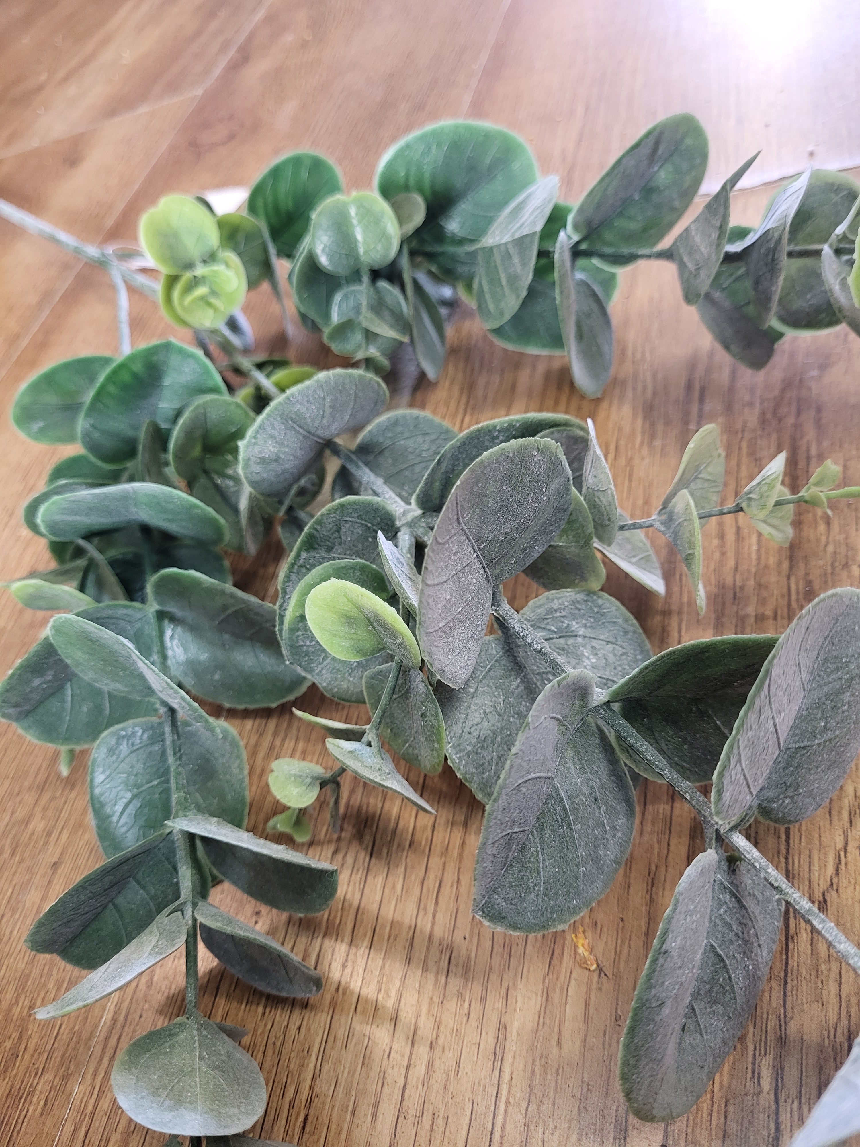 Long stem plastic green eucalyptus spray  image 2