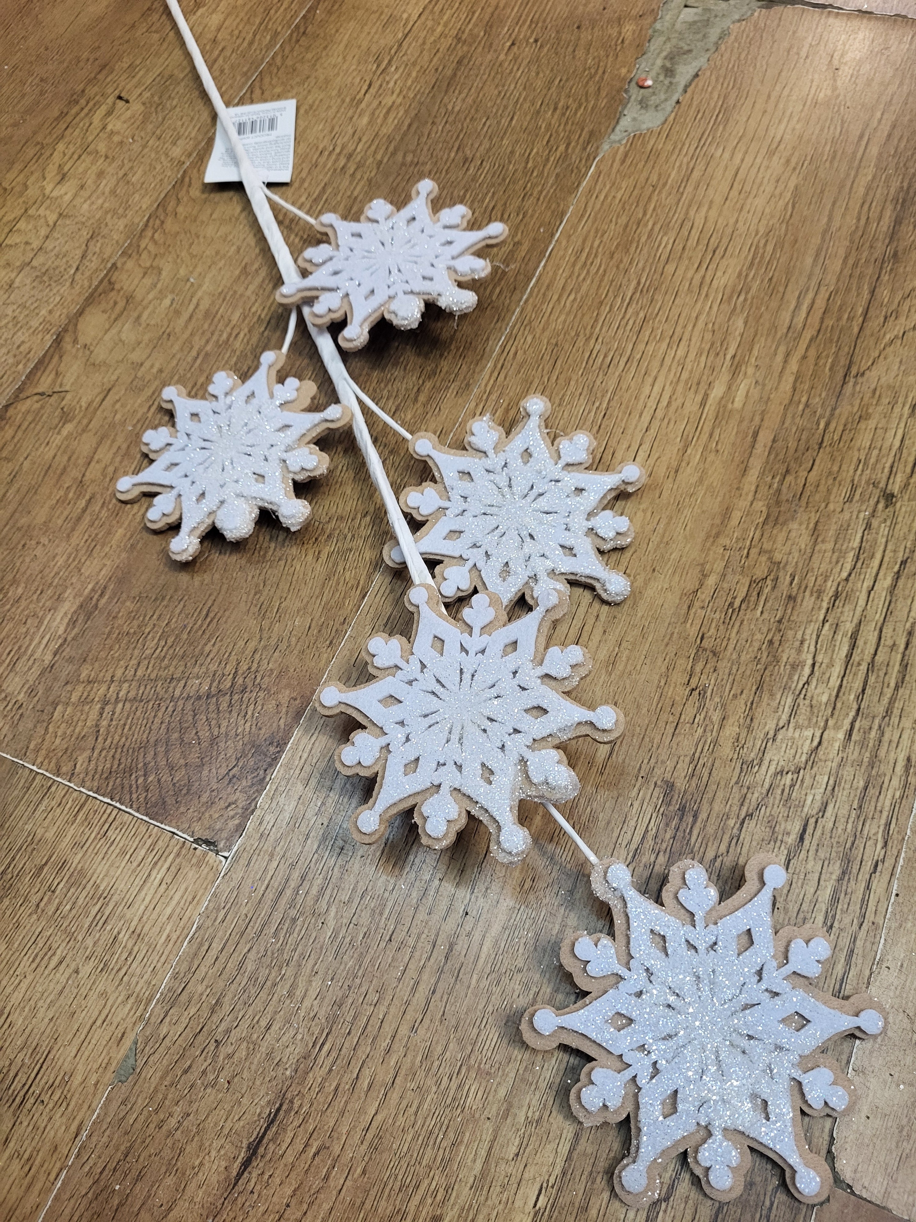 Long stem felt glittered snowflake spray image 2