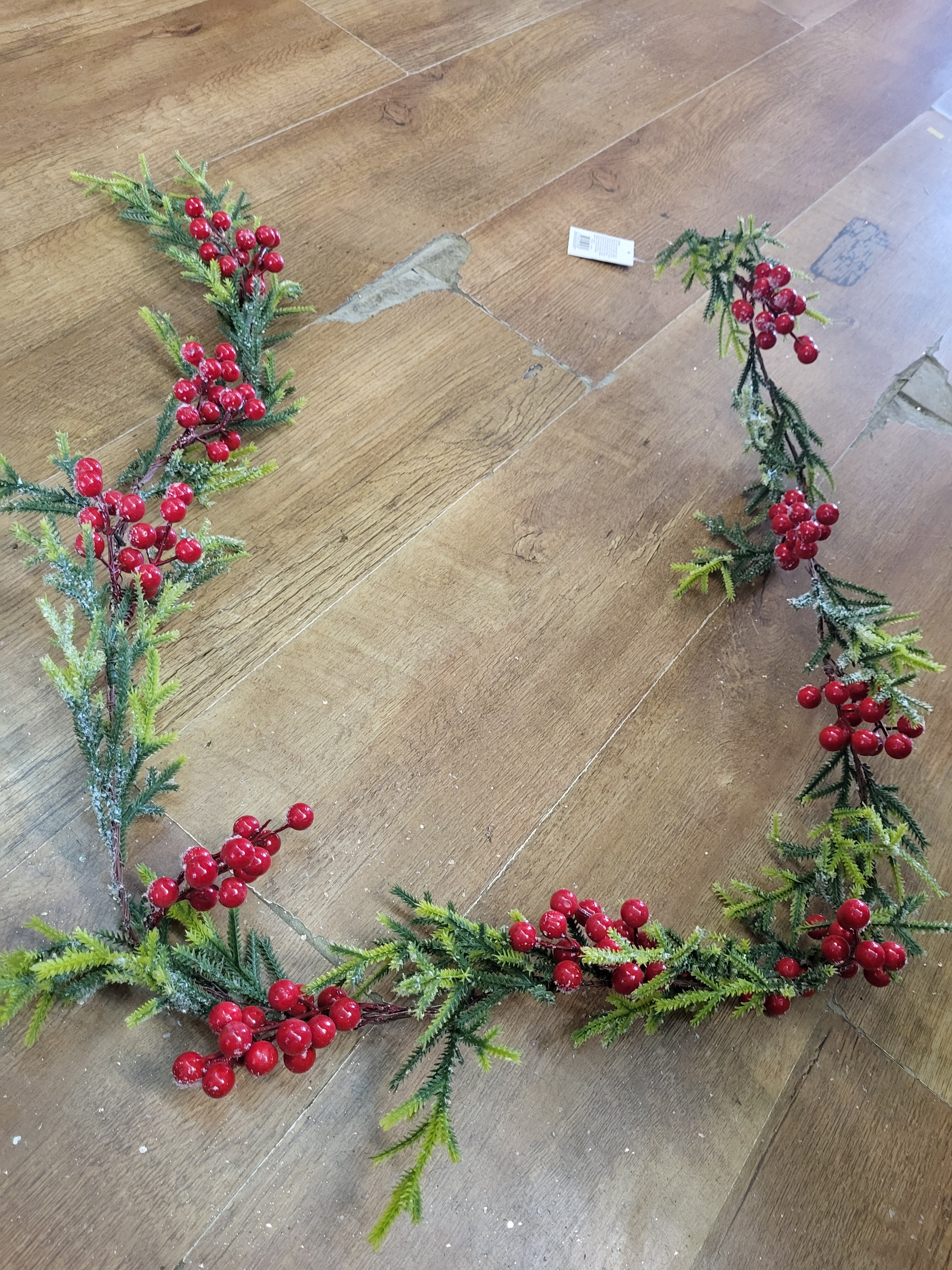 180cm frosted foliage and berries wired garland image 2