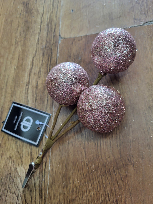 Rose gold triple glittered bauble clip image 0