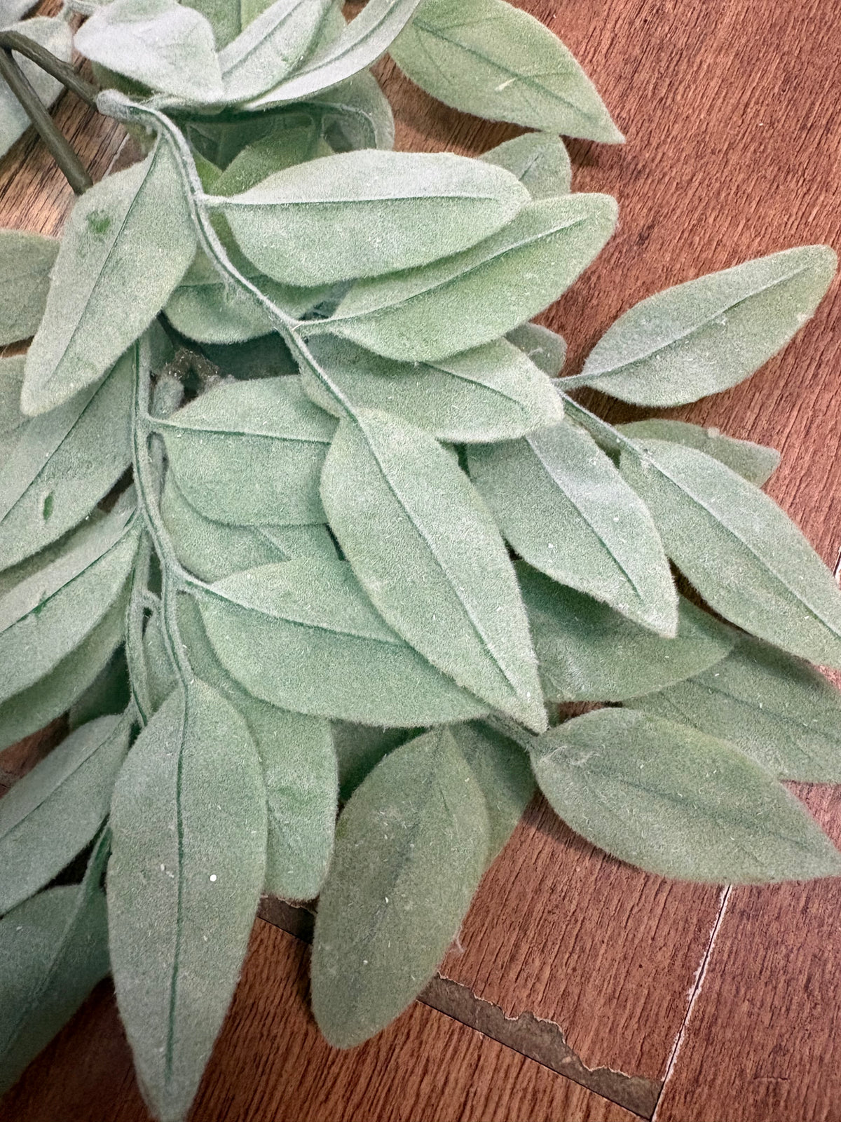74cm flocked sage leaf spray