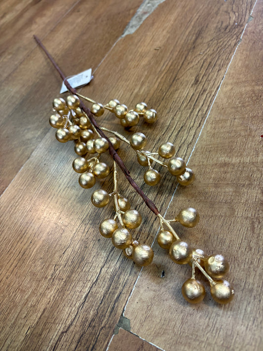 Long stem metallic gold berry