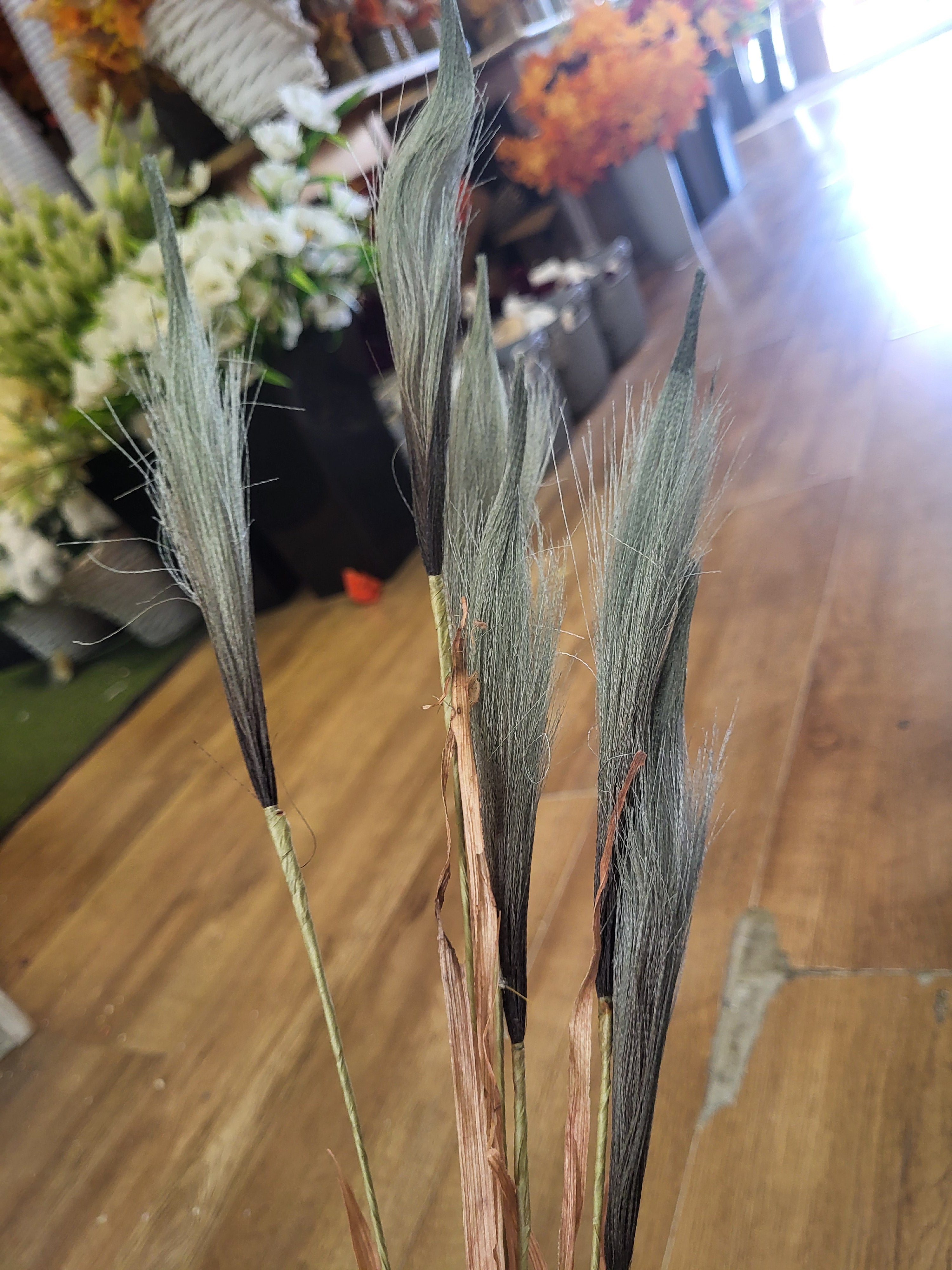 Natural green artificial pampas Reed spray image 2