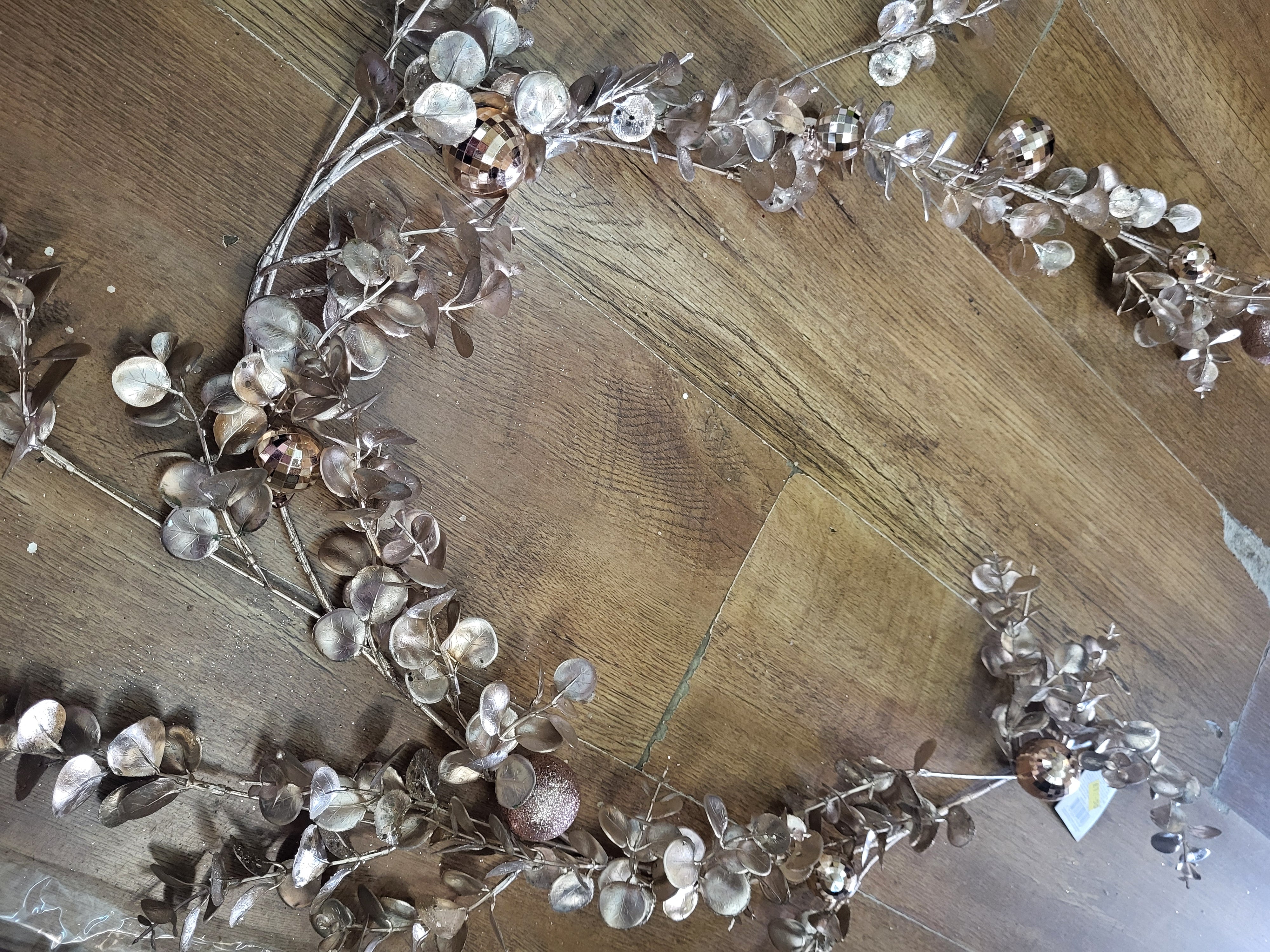 180cm Rose gold foliage and glitter ball/disco ball garland image 4