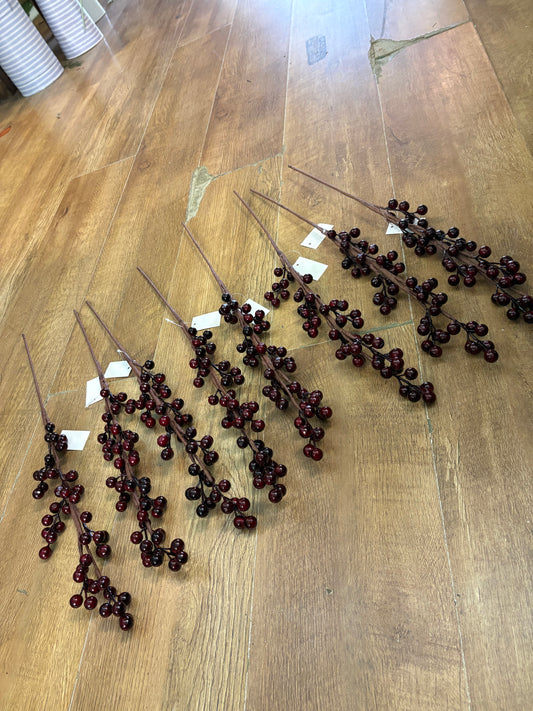 Bundle of 8 burgundy berry stems