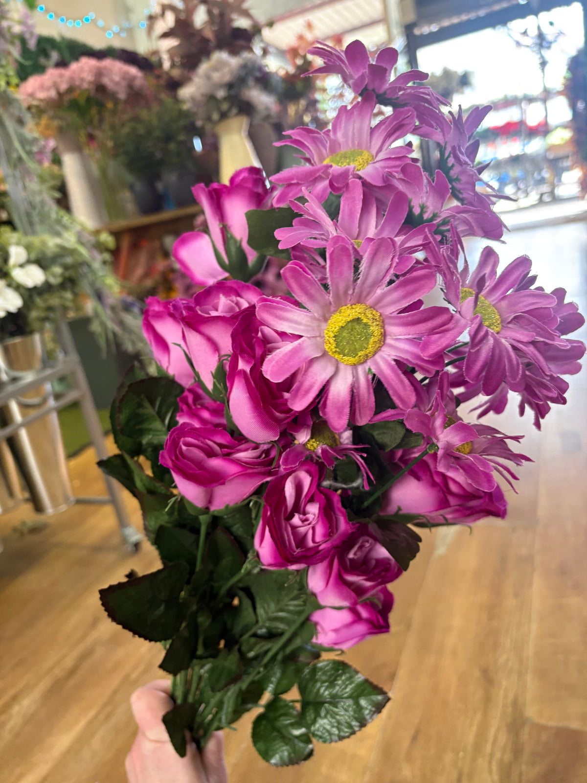 Long stem gerbera and rose clearance bundle