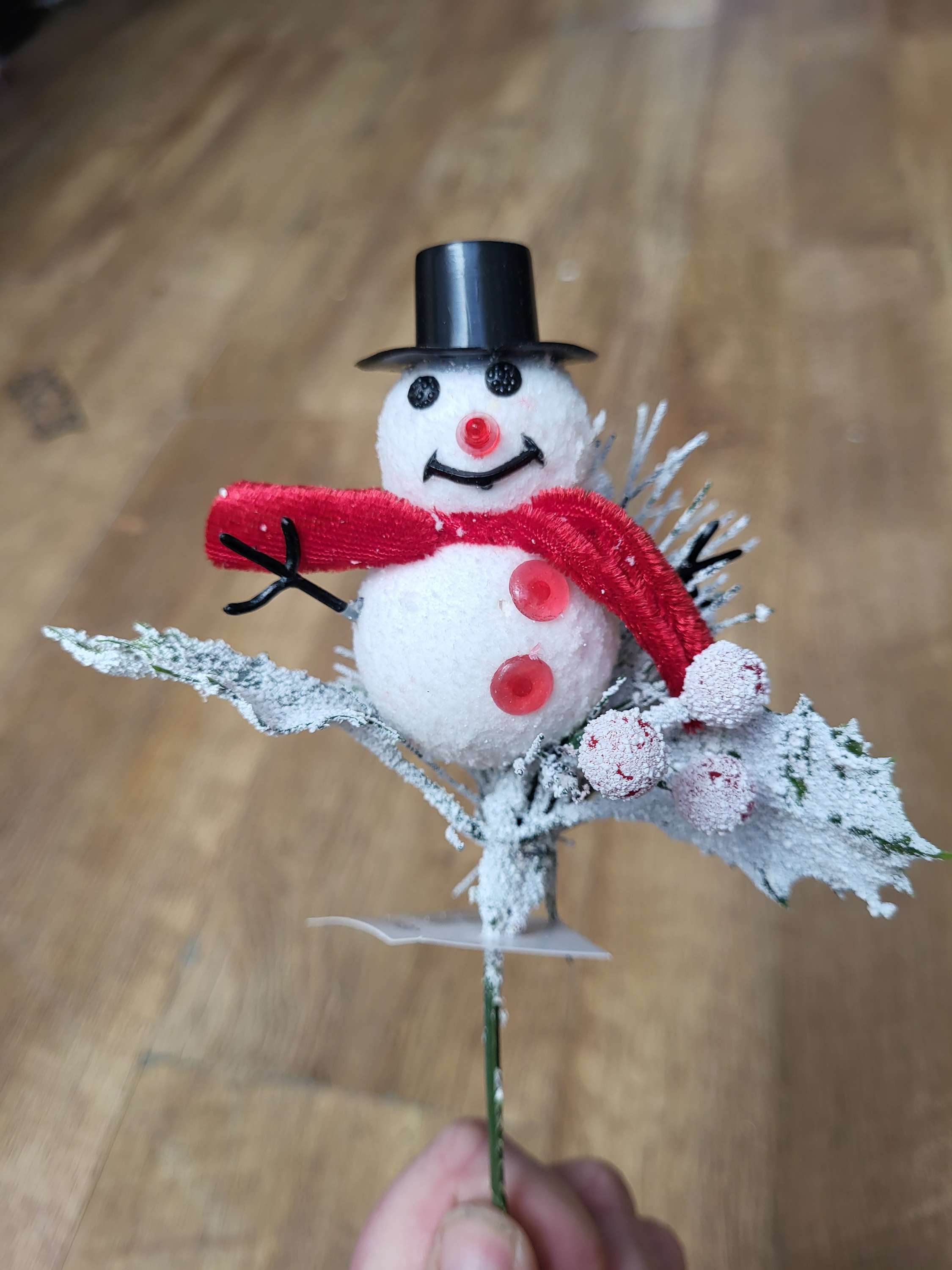 Flocked snowman pick image 3