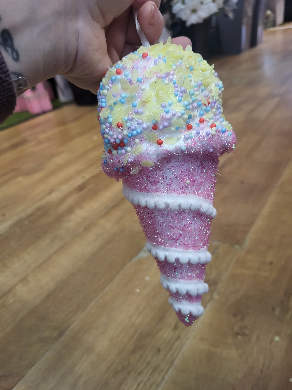 Large hanging sprinkled glitter icecream image 1