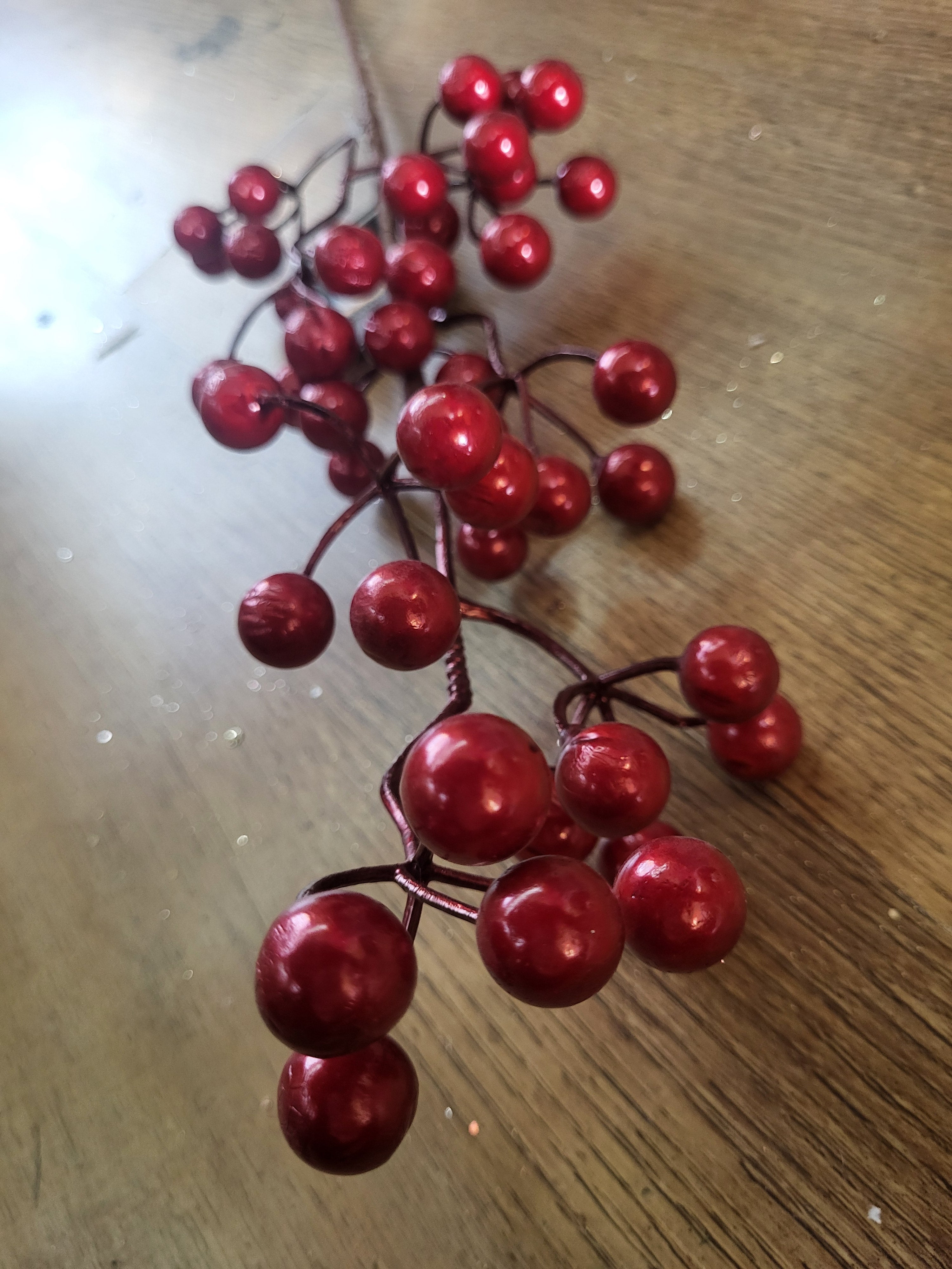 Long stem metallic look red berry stem image 0