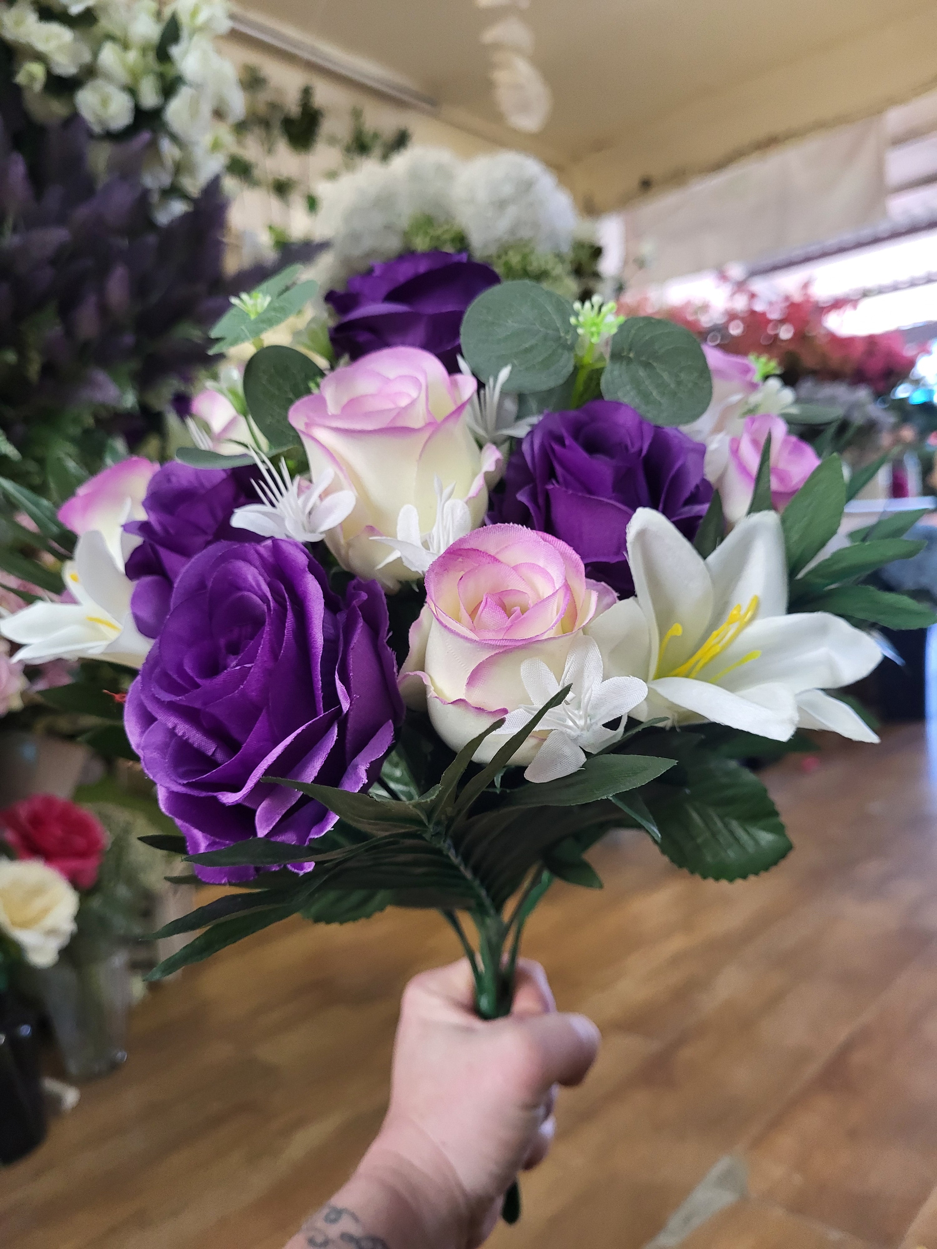 Rose/lily/eucalyptus bouquet - 2 colours available image 8