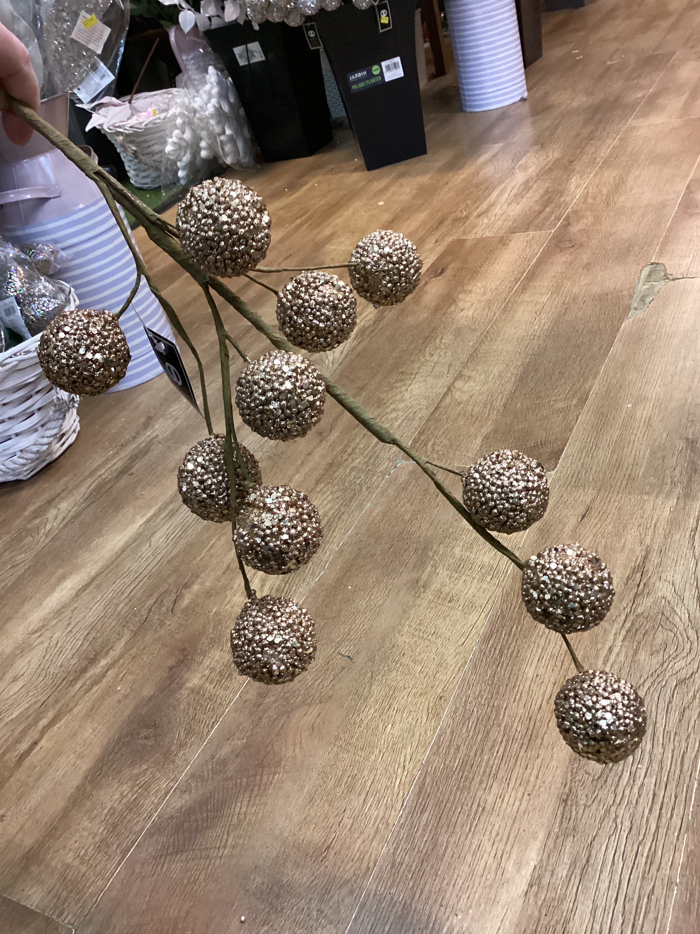 Long stem elegant gold bauble spray image 1