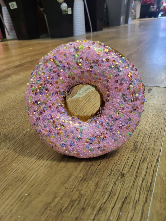 Hanging pink glittered sparkly donut image 0
