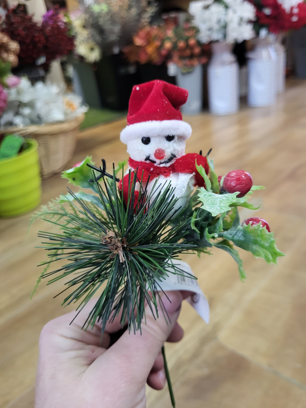 Snowman in a santa hat pick image 0