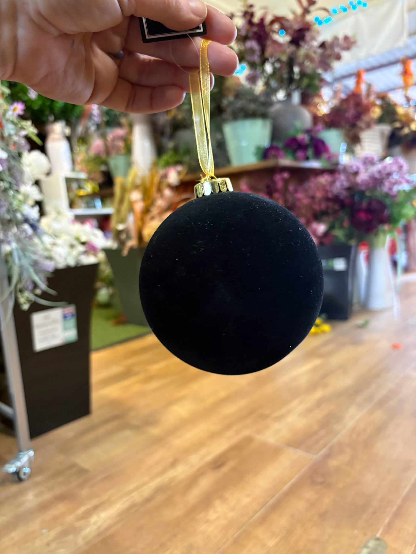 12cm black velvet bauble