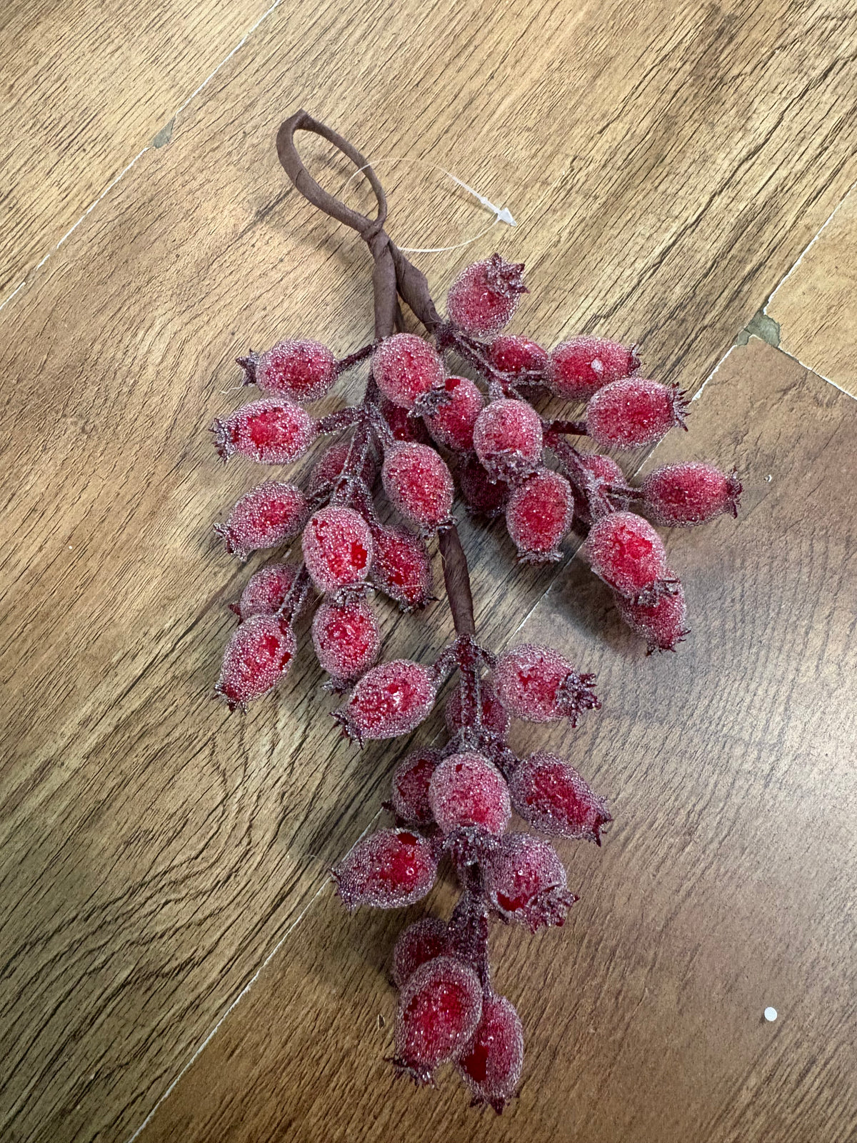 25cm hanging frosted rose hip swag