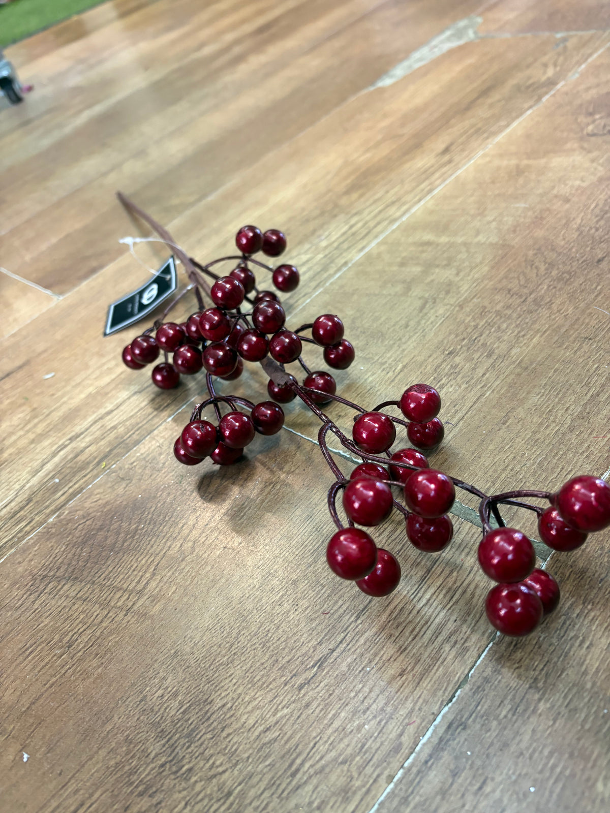 Long stem metallic red berry stem