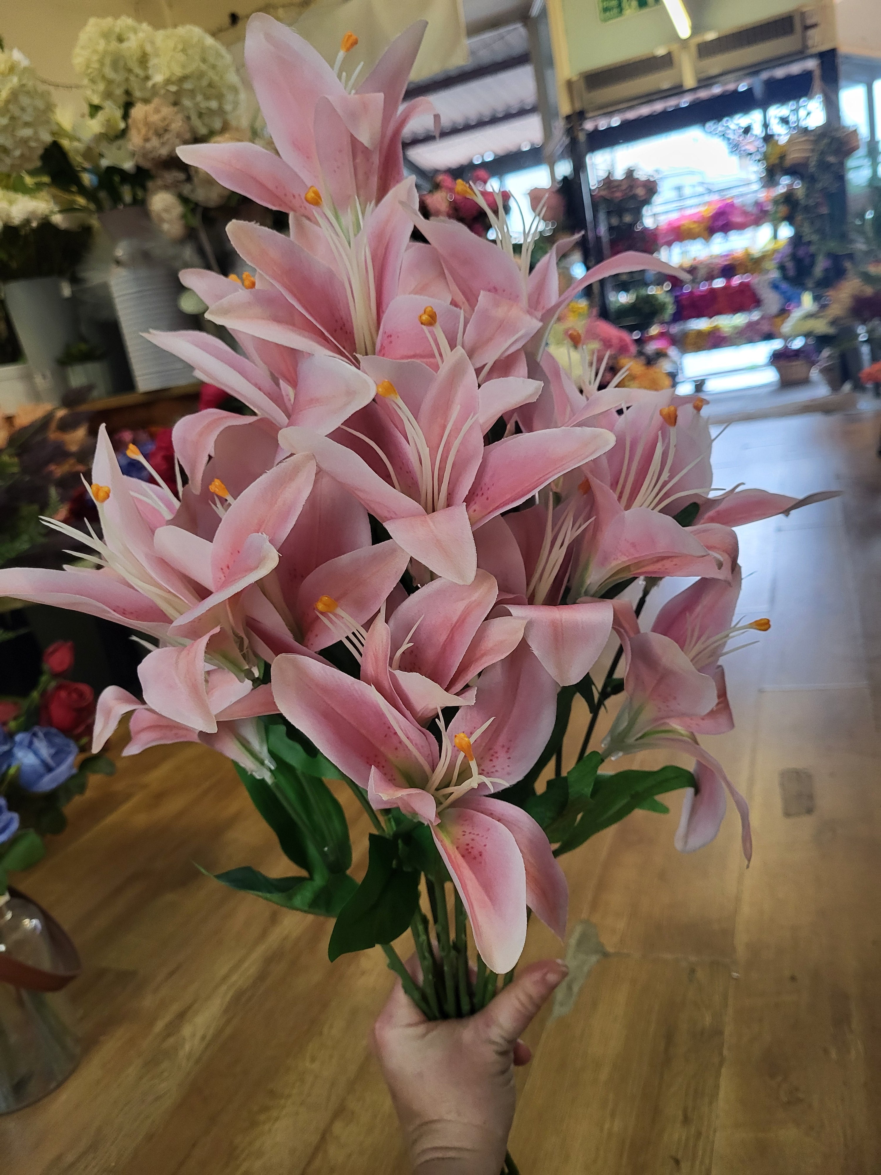 Bundle of 10 Long stem pink lily sprays image 2