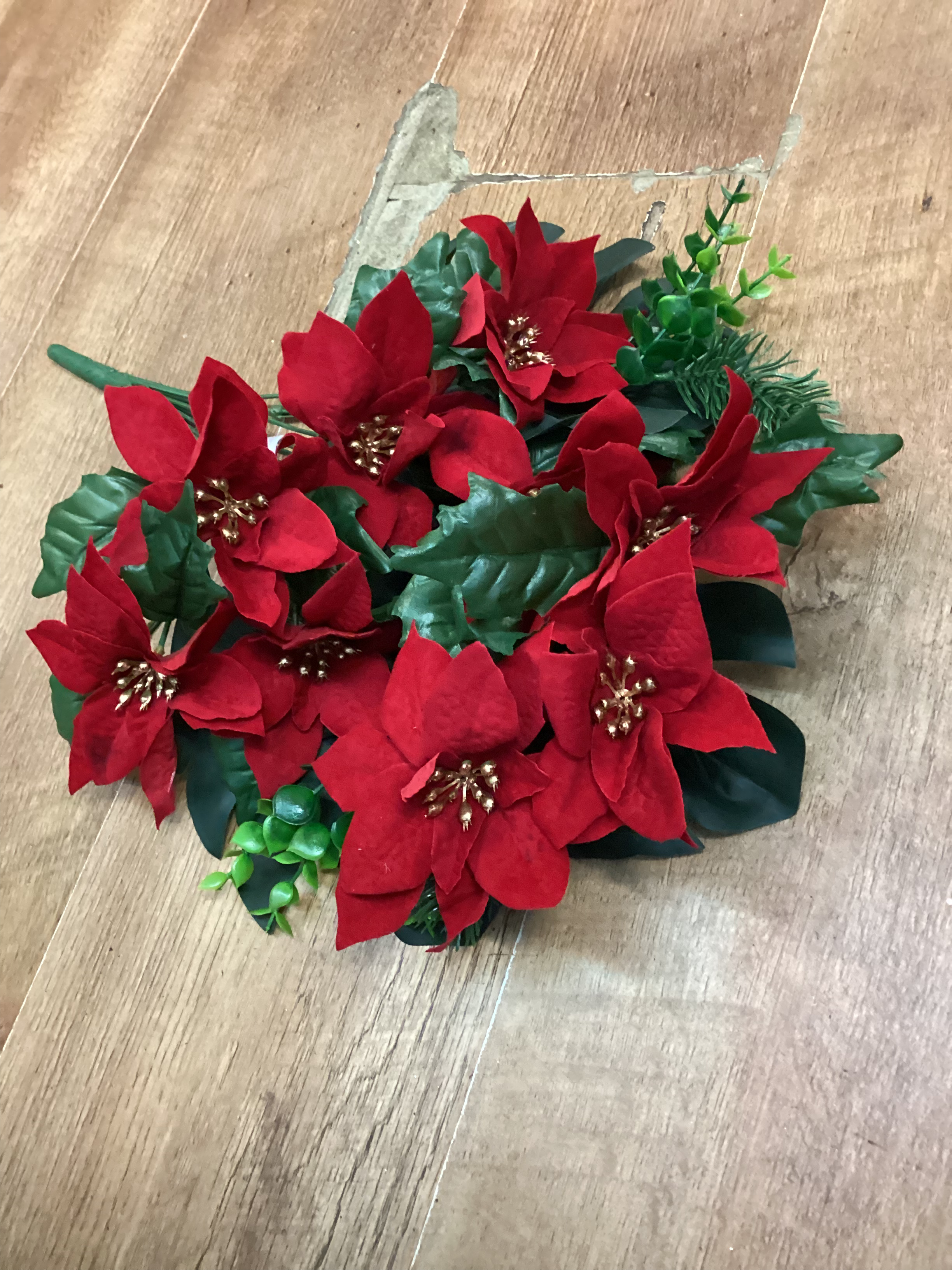 Flat back poinsettia bunch  - red image 1