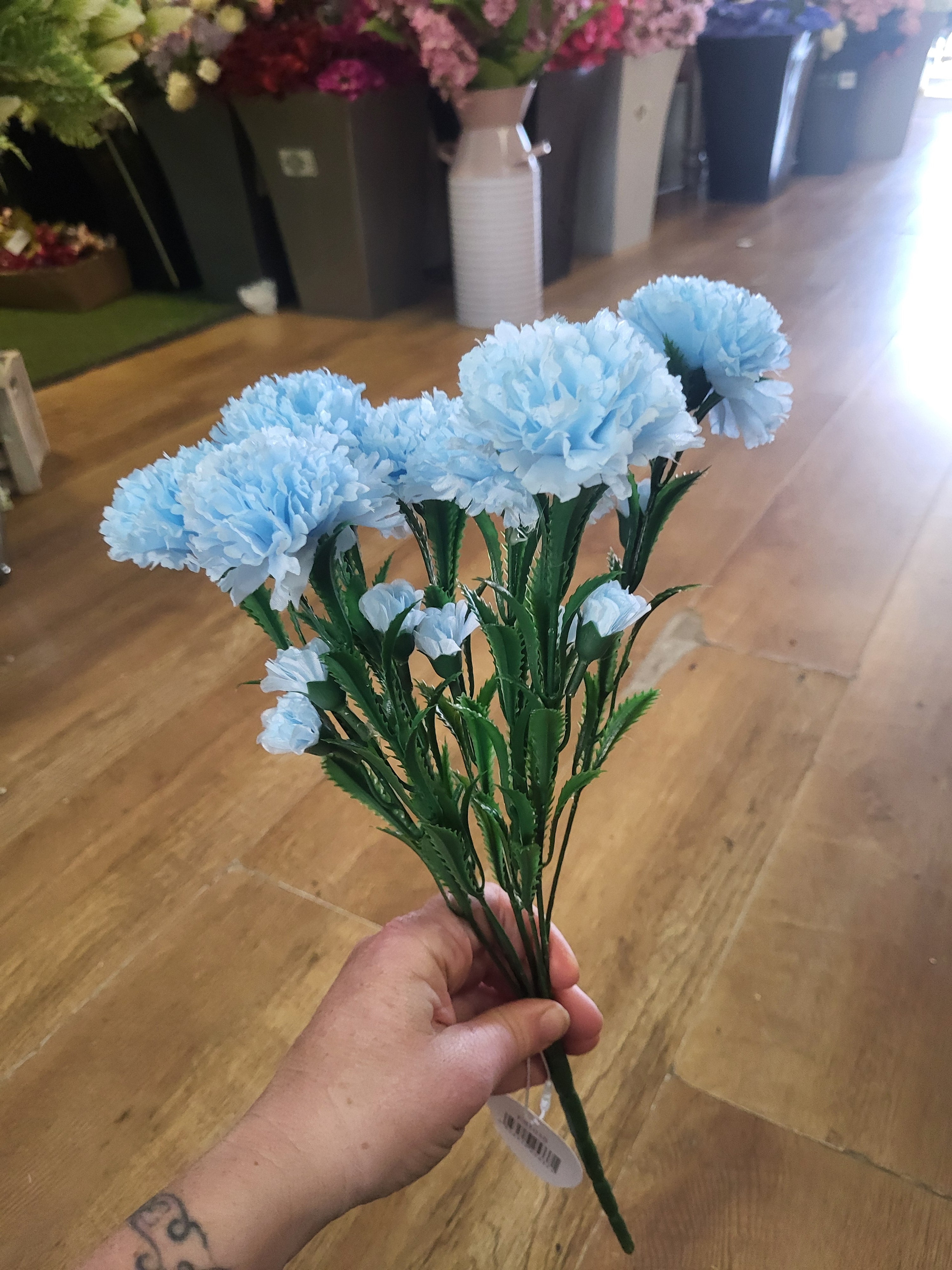 Big bunch of pale blue carnations image 3