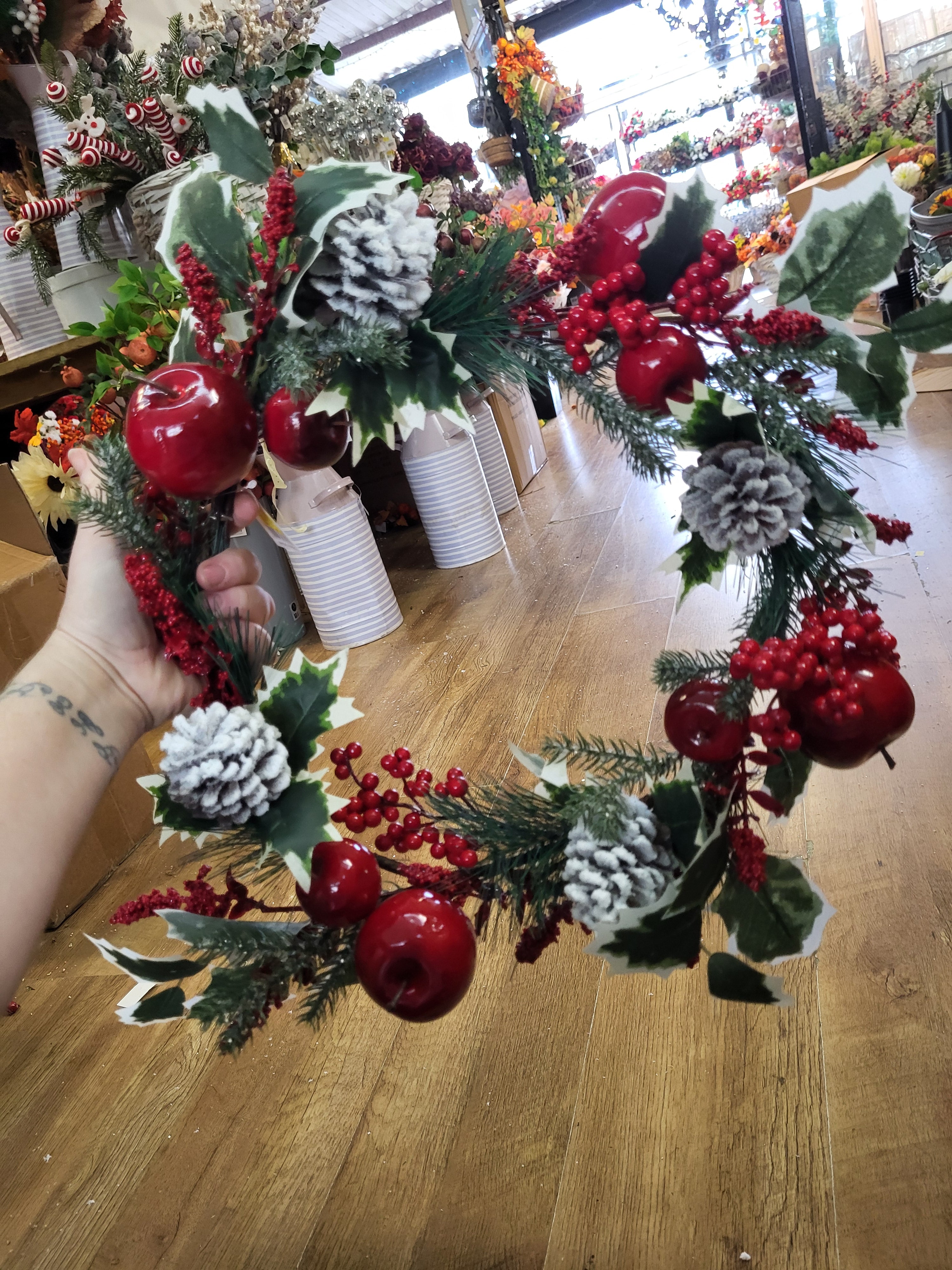 Deluxe 45cm frosted cone and fruits wreath image 4