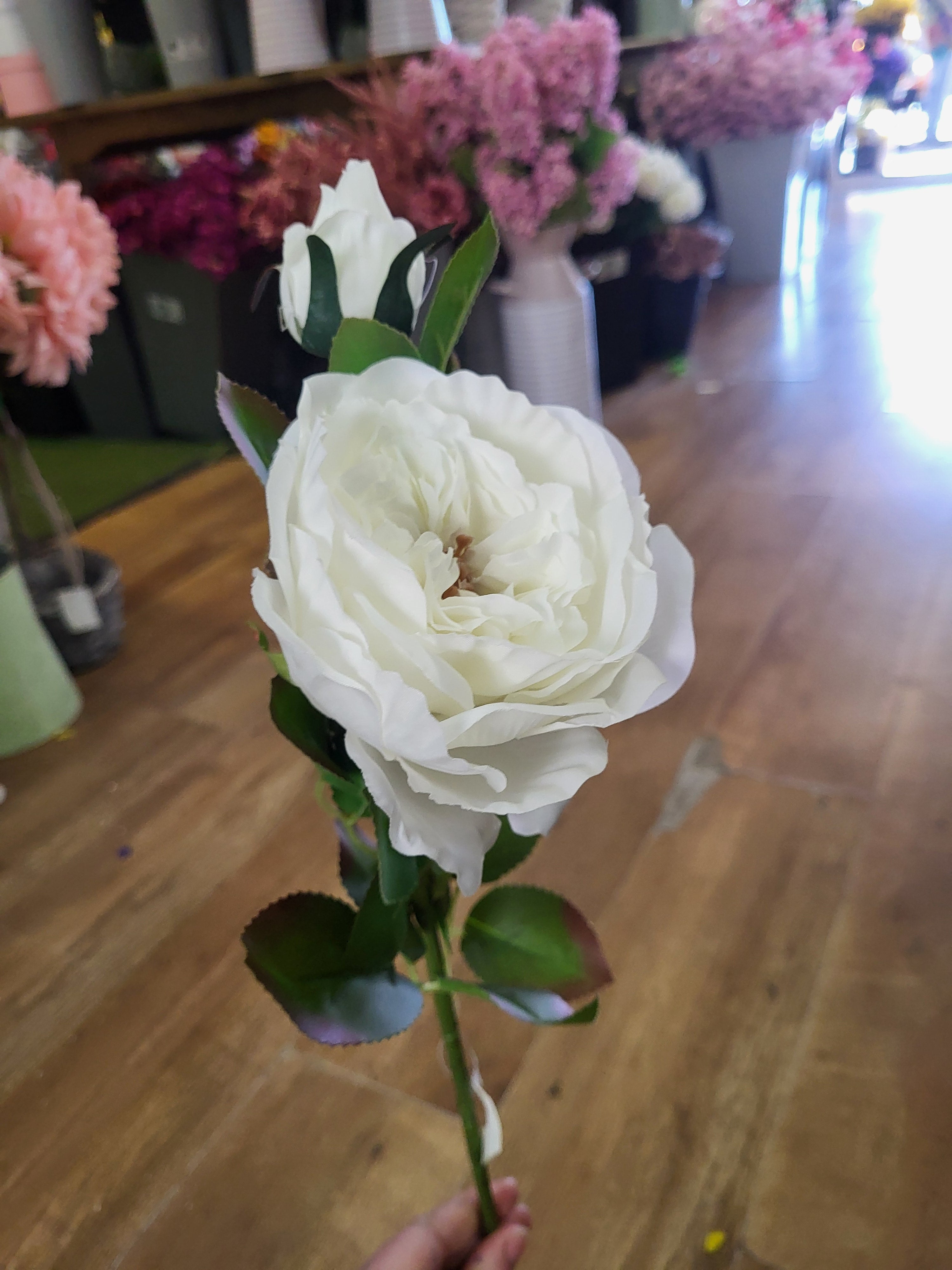 Long stem Ivory Ruffled rose spray image 5