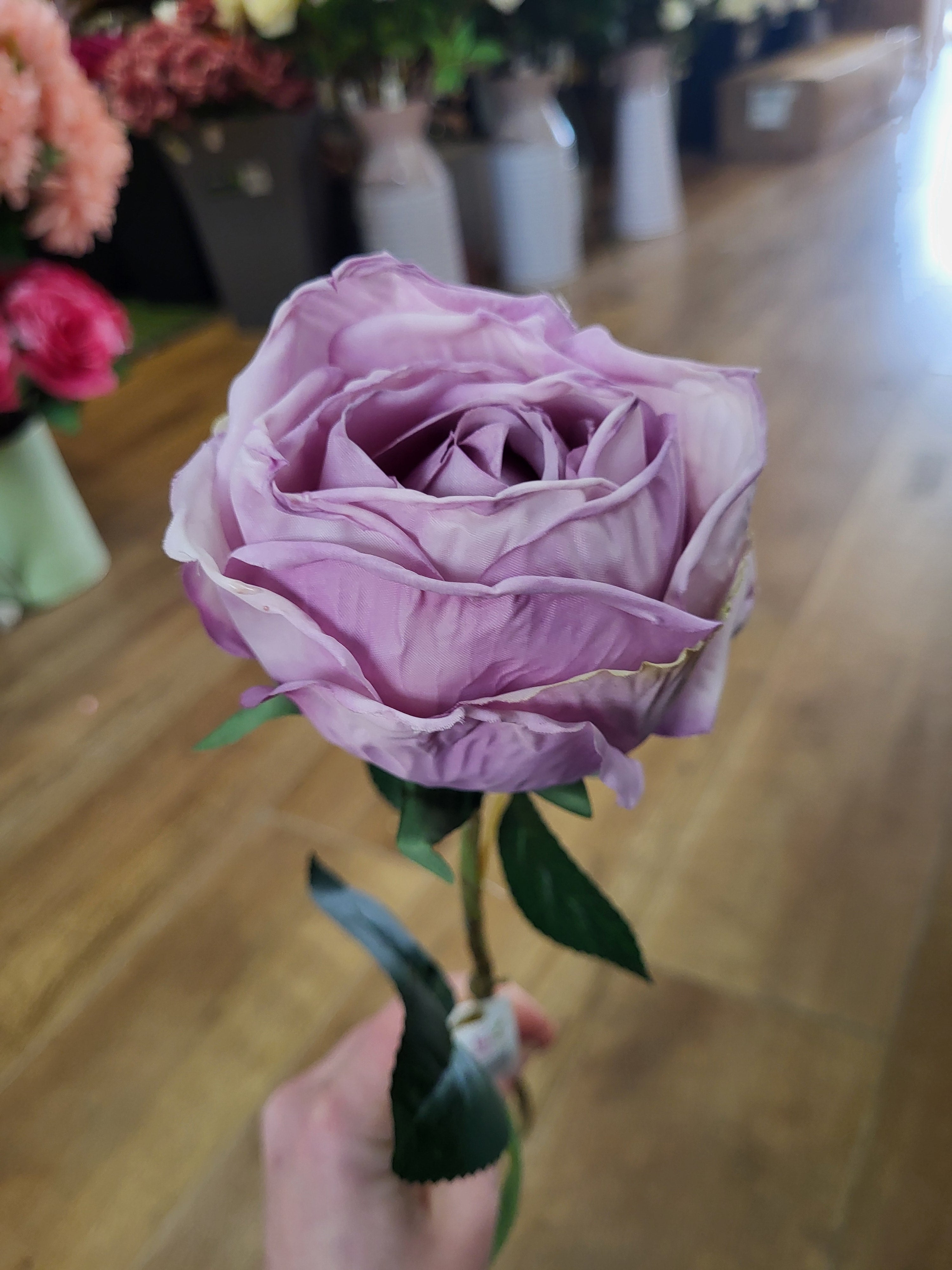 Long stem dried inspired lilac globe rose image 1