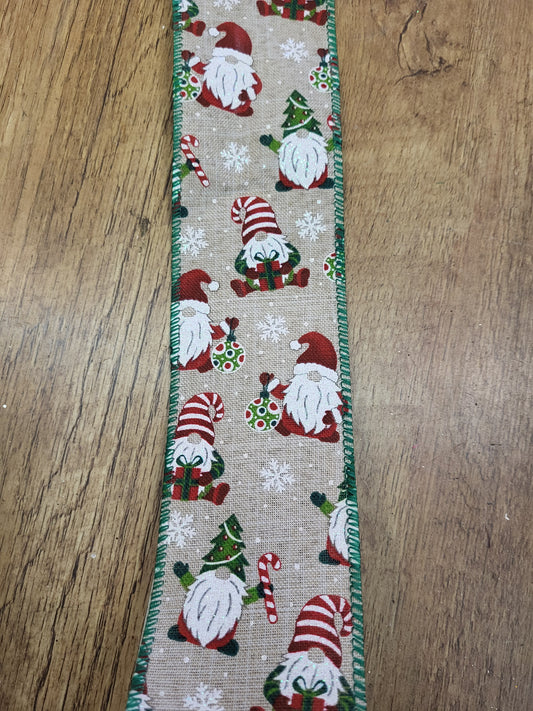 Christmas gonks wired ribbon - 10 metres image 0